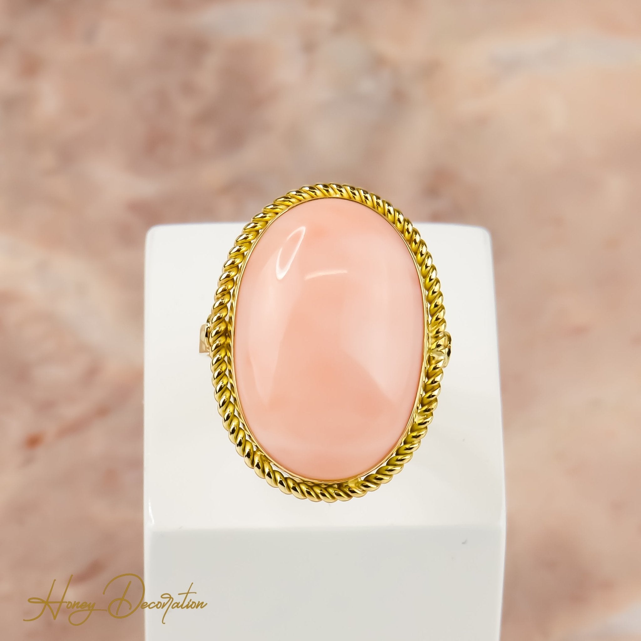 Korallenring, ein Naturschönheit in Gelbgol - Honey Jewelry