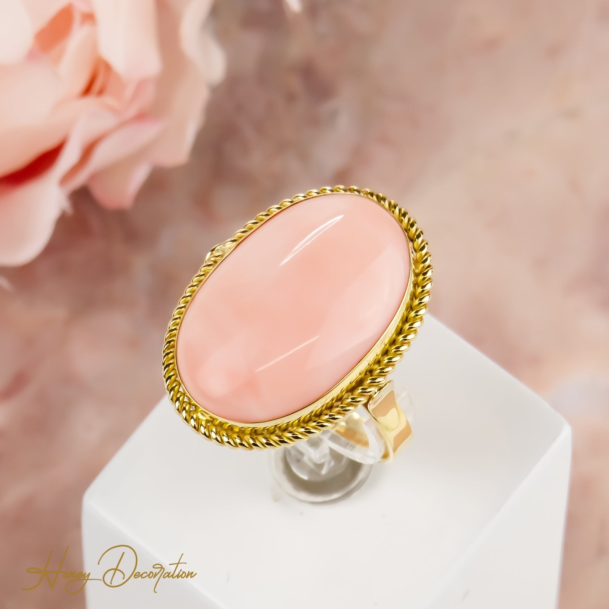 Korallenring, ein Naturschönheit in Gelbgol - Honey Jewelry