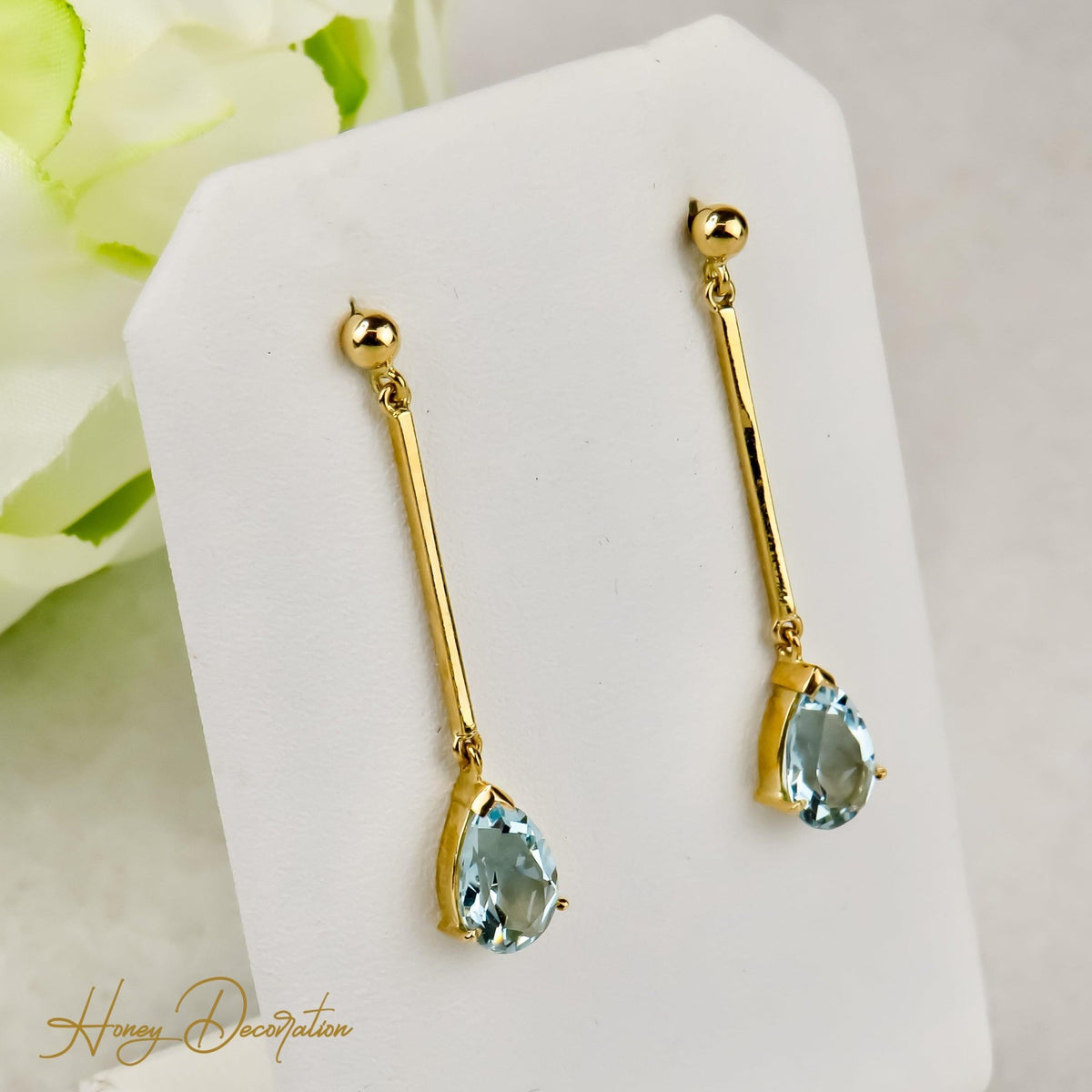 Lange Ohrhänger in 750er Gold, schlichte Schönheit - Honey Jewelry