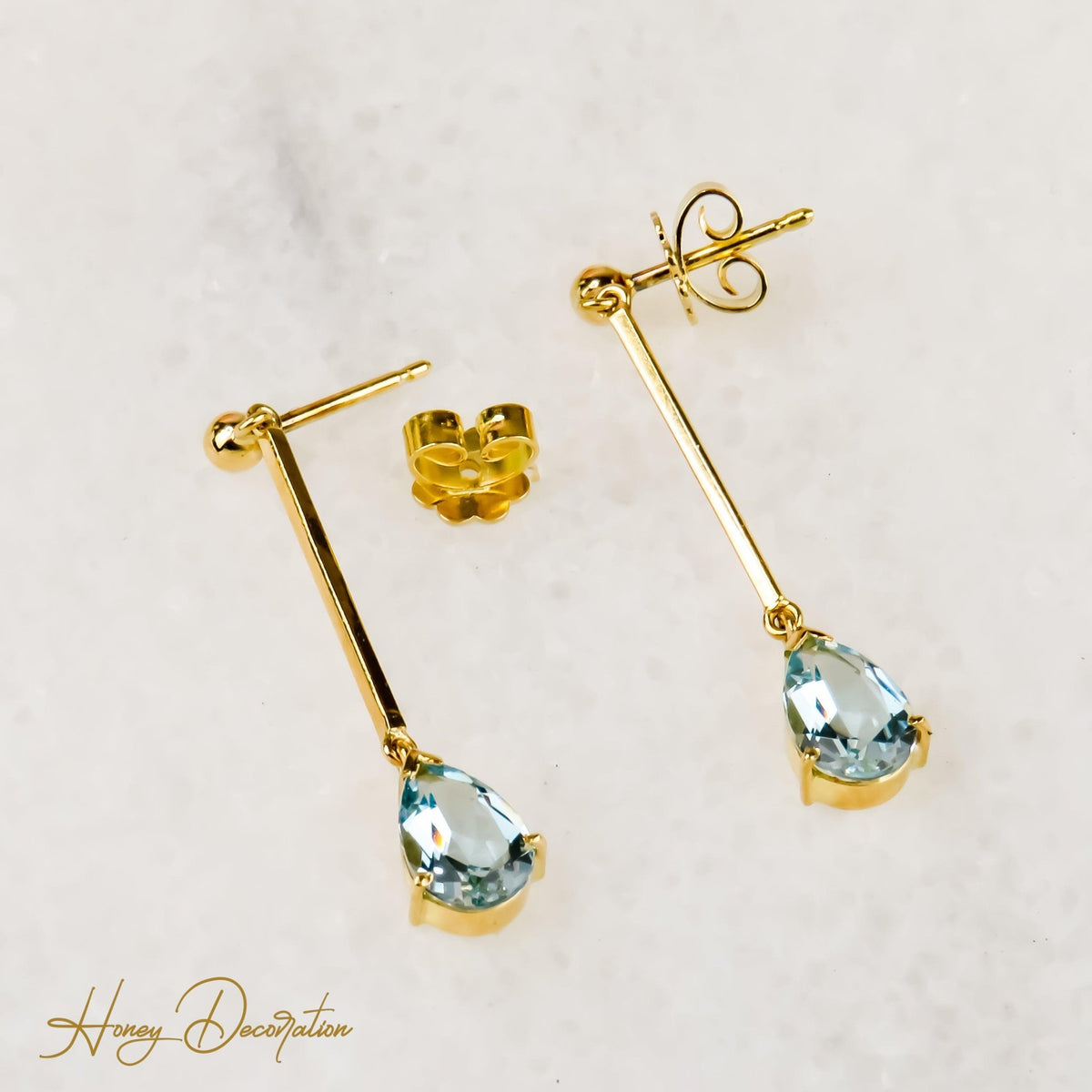 Lange Ohrhänger in 750er Gold, schlichte Schönheit - Honey Jewelry
