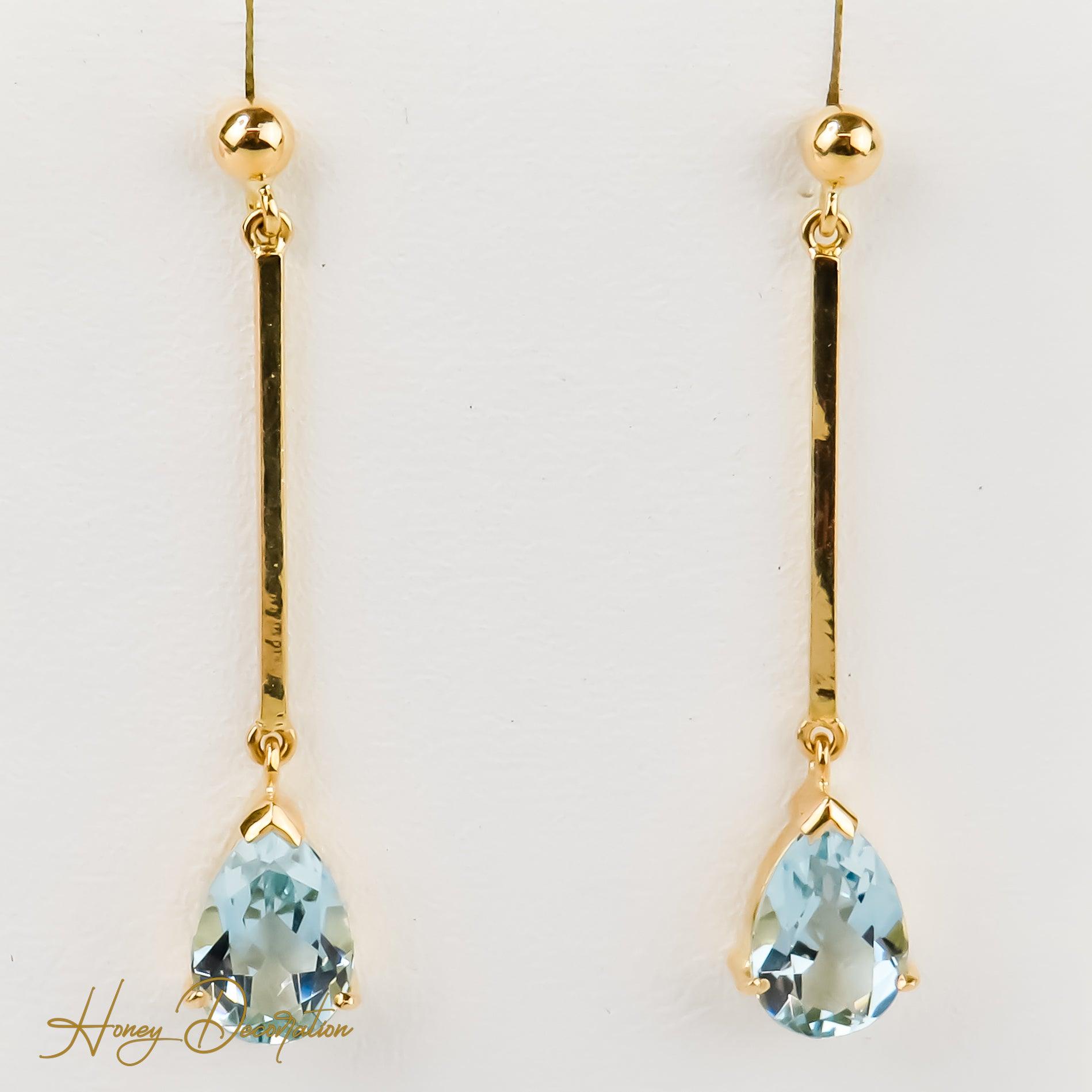 Lange Ohrhänger in 750er Gold, schlichte Schönheit - Honey Jewelry