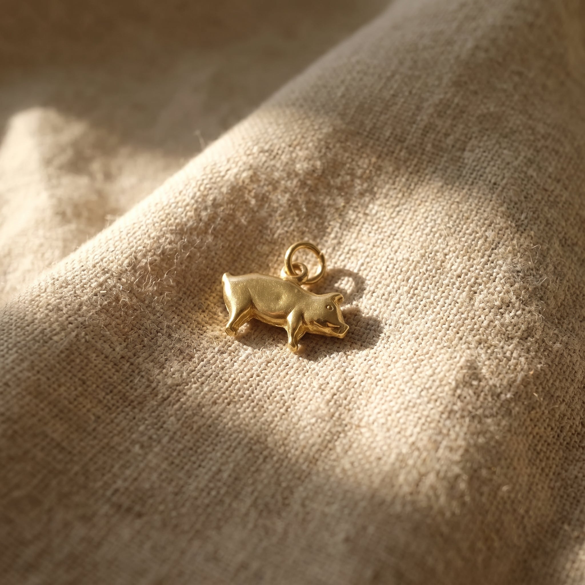 Mini - Schwein Anhänger 8K Gelbgold | Glücksbringer - Honey Jewelry