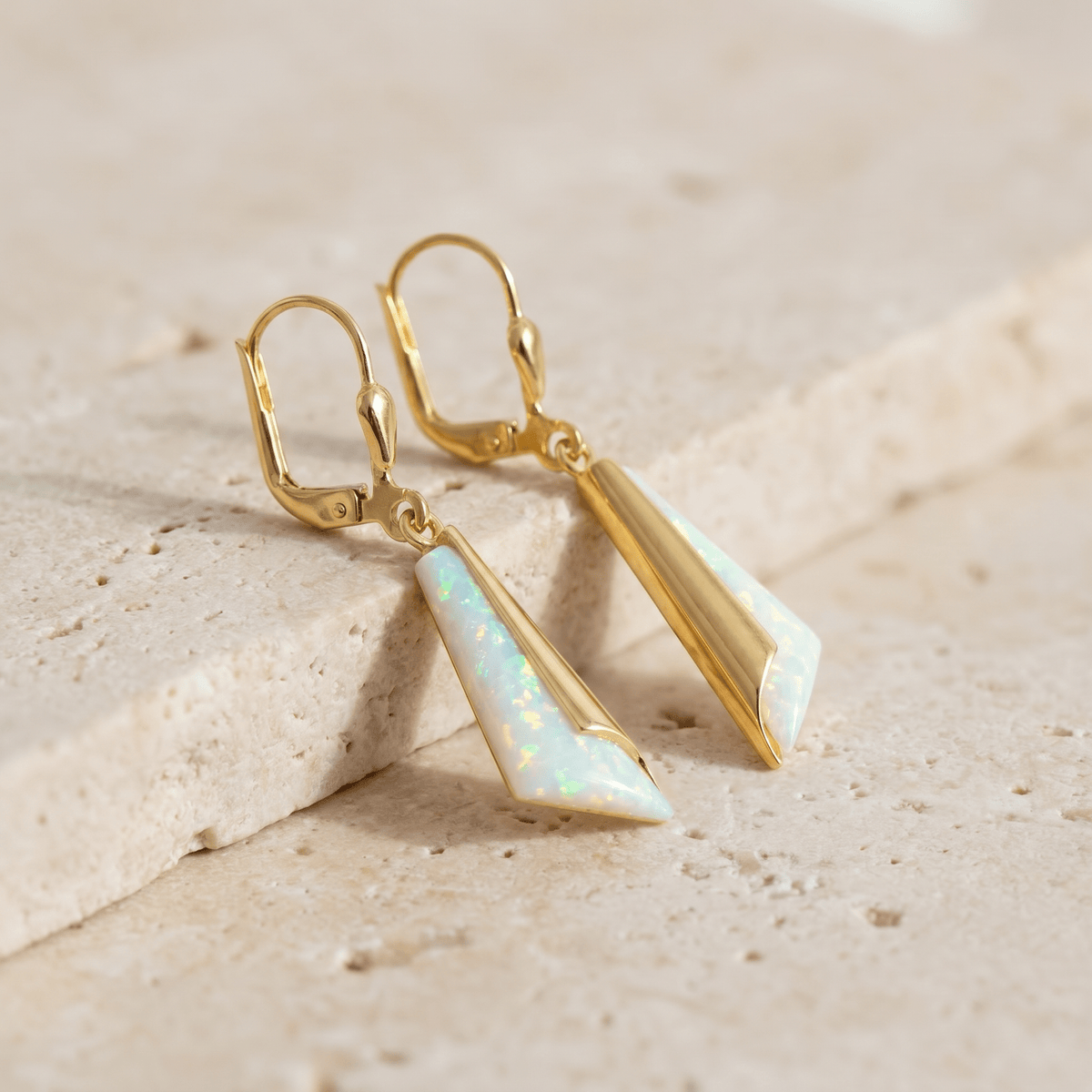 Opal Ohrringe aus 585 Gelbgold mit australischen Opalen - Honey Jewelry