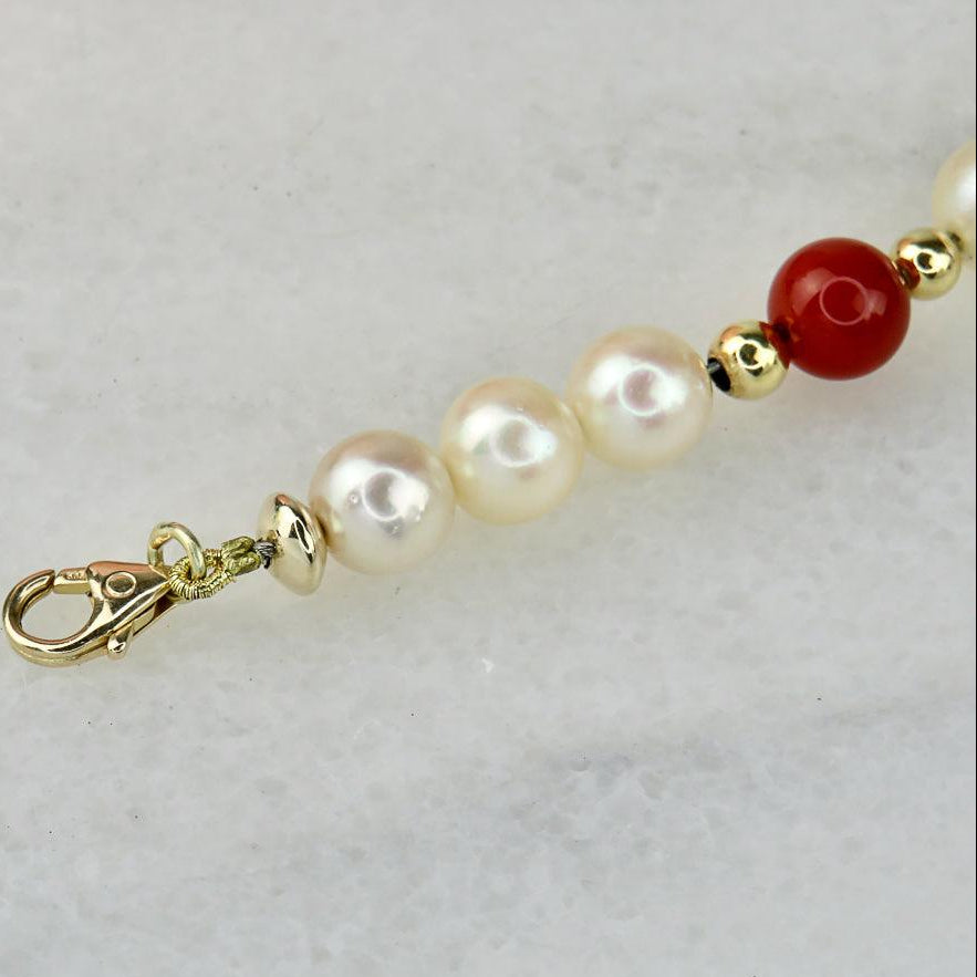 Perlen Armband mit 14 Karat Goldkugeln und Halbedelsteinen - Honey Decoration