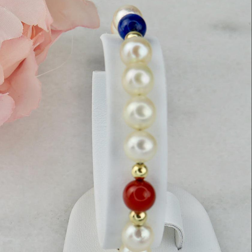 Perlen Armband mit 14 Karat Goldkugeln und Halbedelsteinen - Honey Decoration