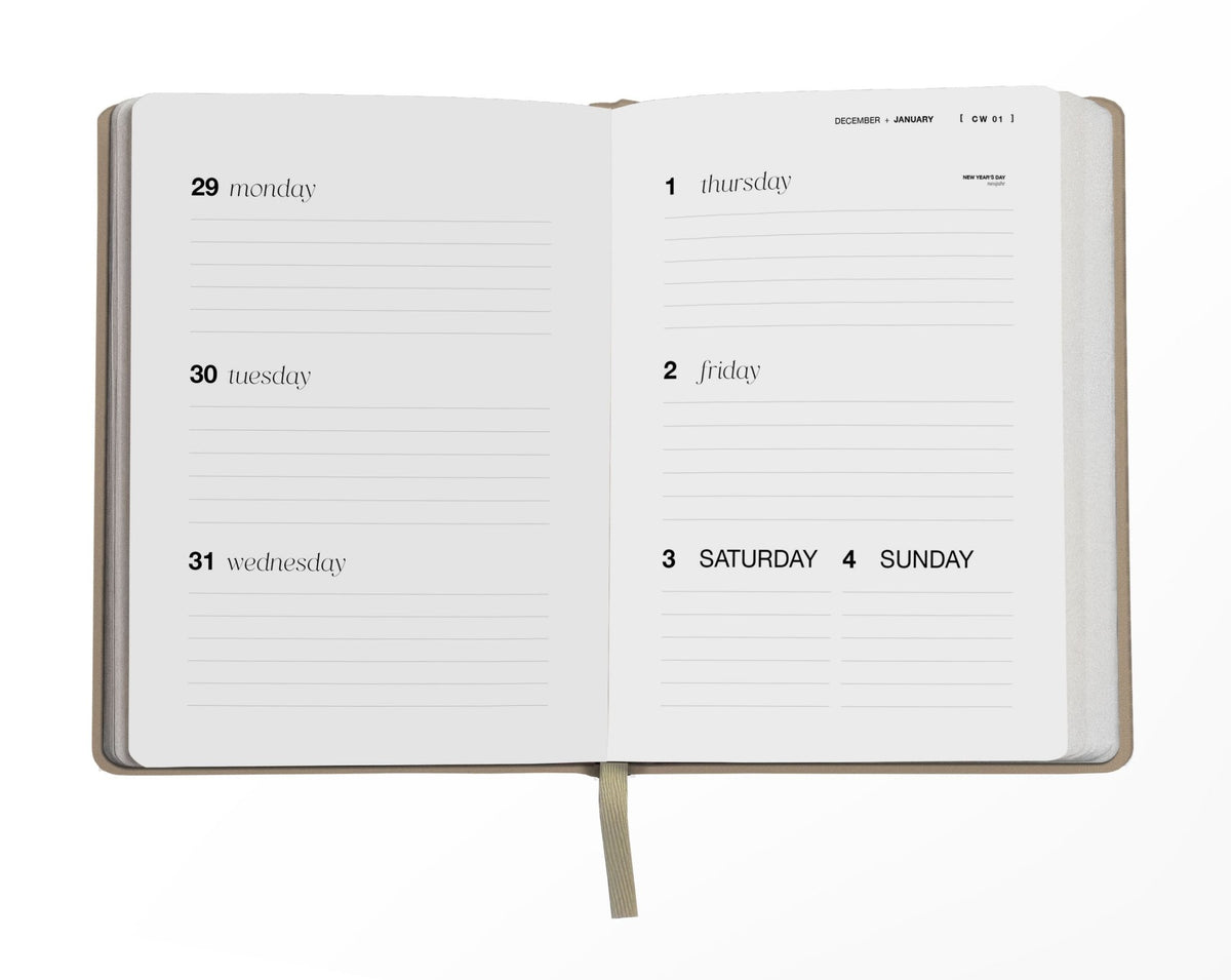 Pocket Planner 2026 – dein handlicher Begleiter in Beige mit Goldprägung - Honey Jewelry