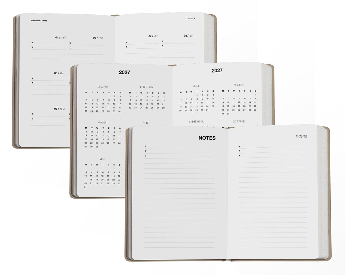 Pocket Planner 2026 – dein handlicher Begleiter in Beige mit Goldprägung - Honey Jewelry