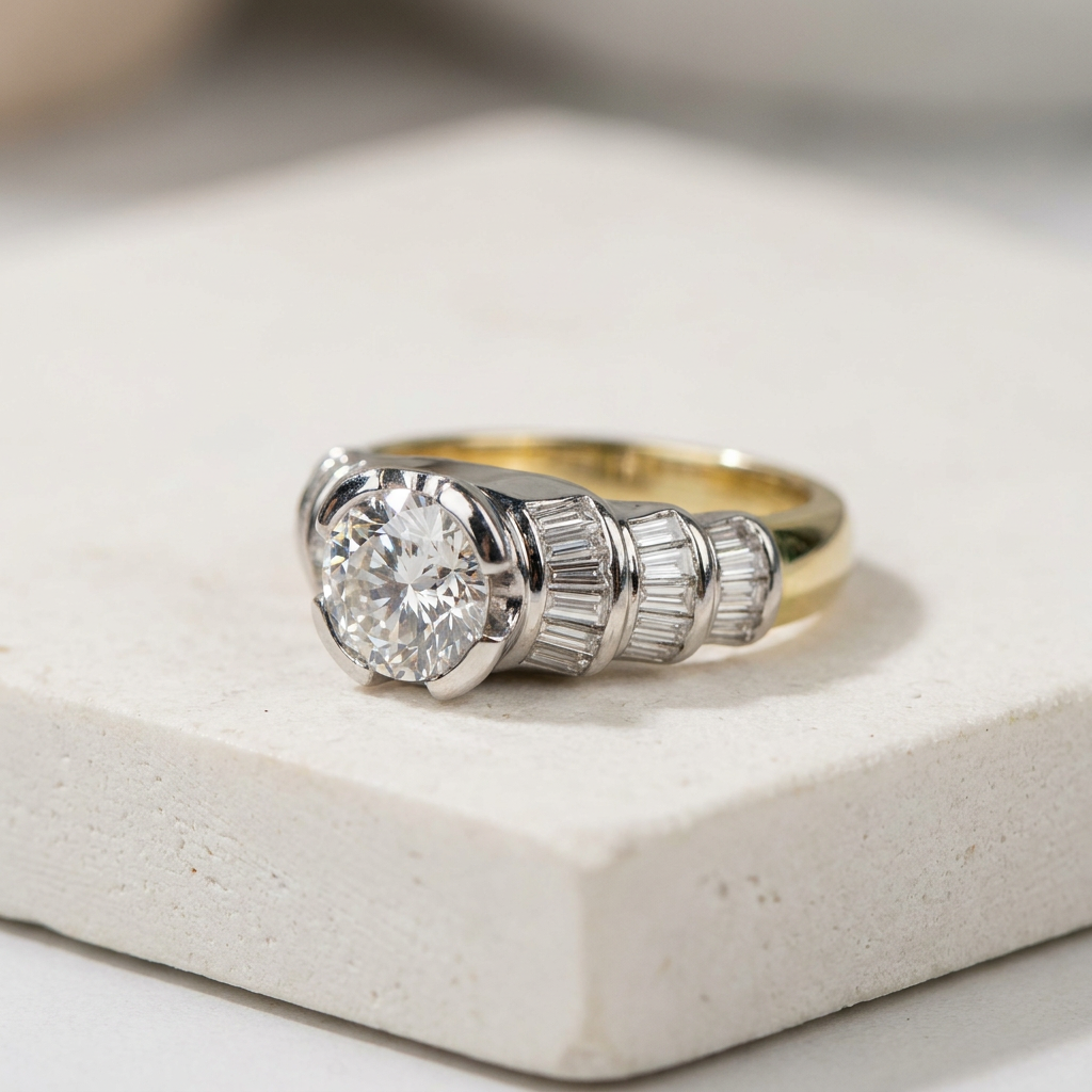 Magnificent 18 Karat Bicolor-Ring with diamonds