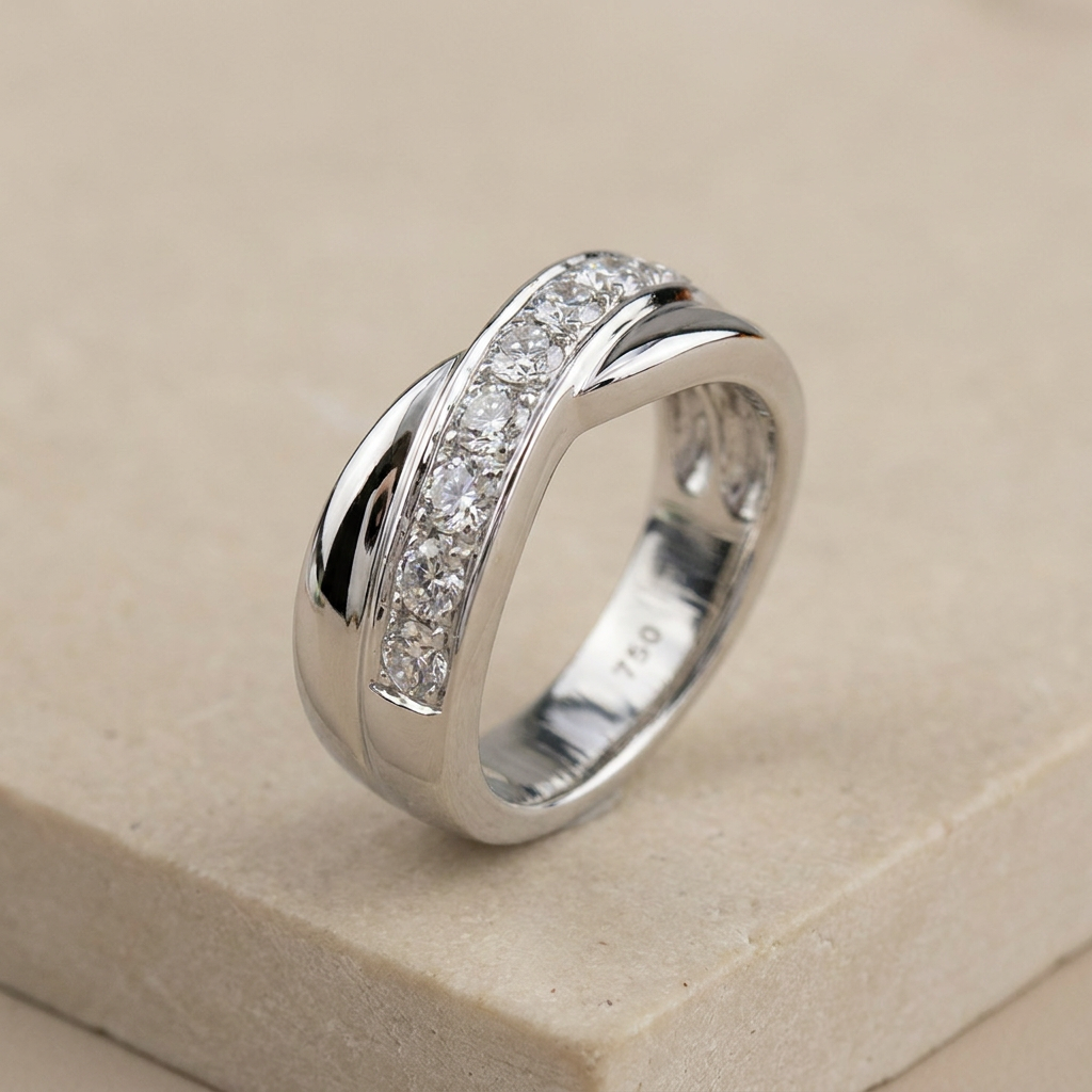 Magnificent ring made of 750 white gold with brilliant