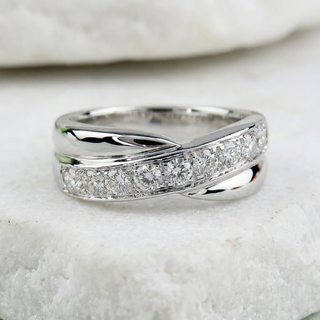 Magnificent ring made of 750 white gold with brilliant