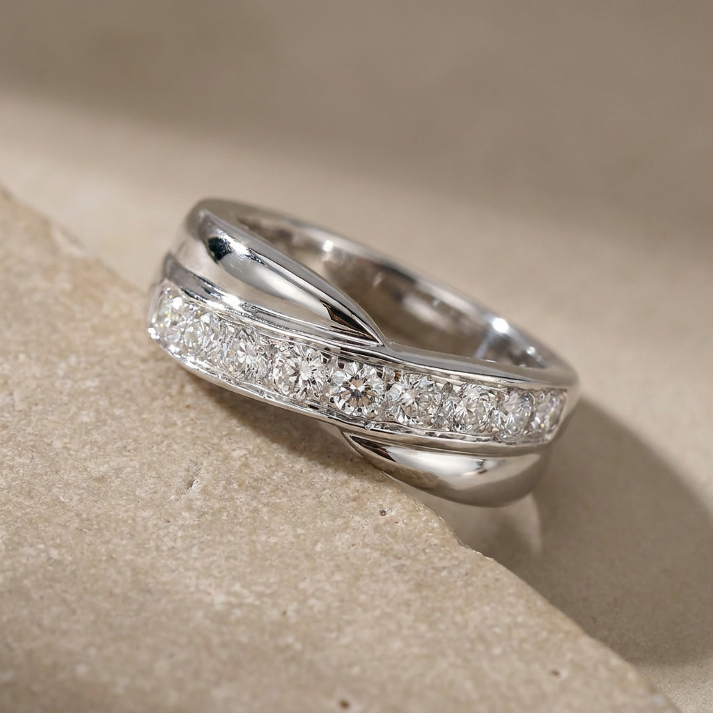 Magnificent ring made of 750 white gold with brilliant