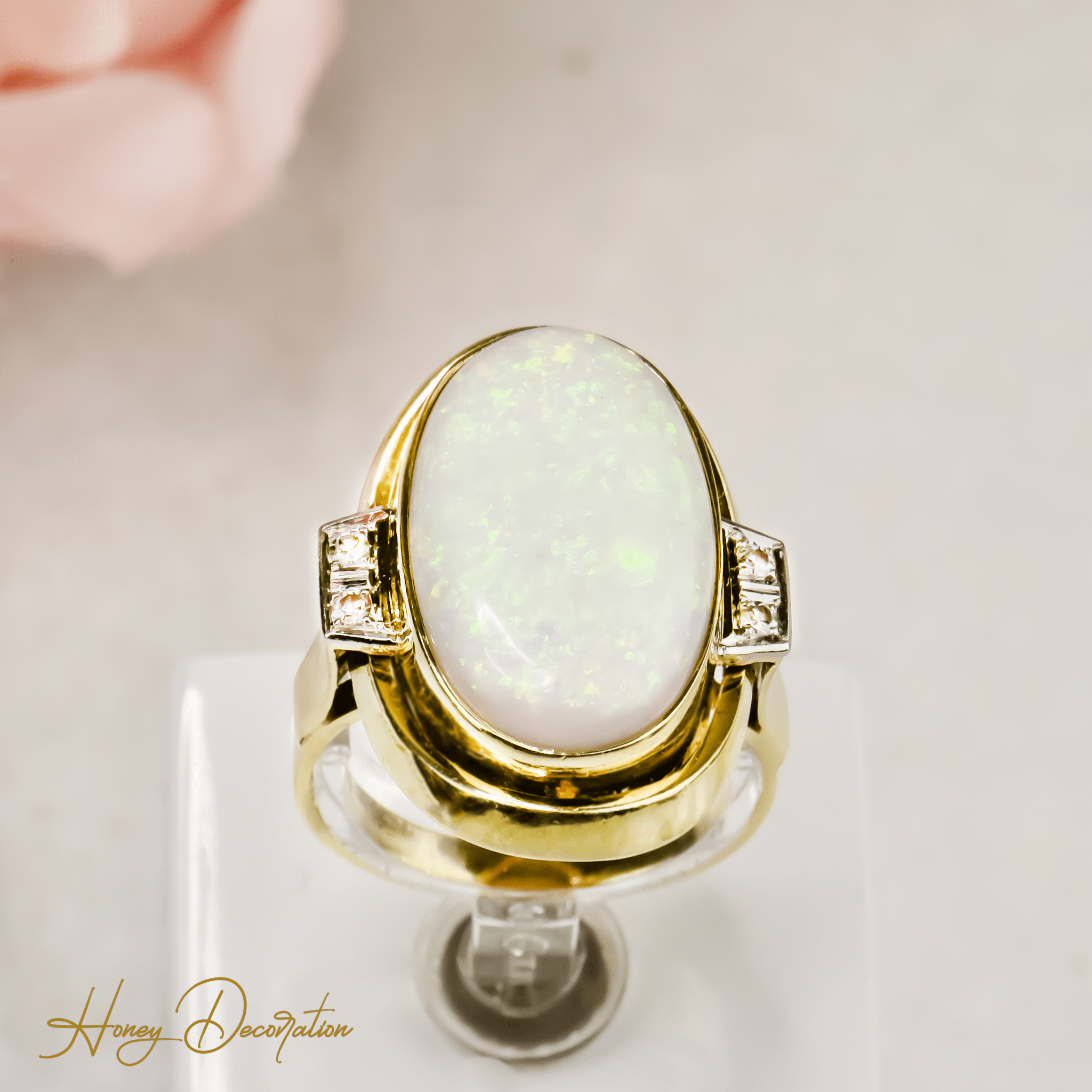 ✨ Prächtiger Vintage - Opalring aus den 1940ern – ein Cocktailring wie aus einem Filmklassiker - Honey Jewelry