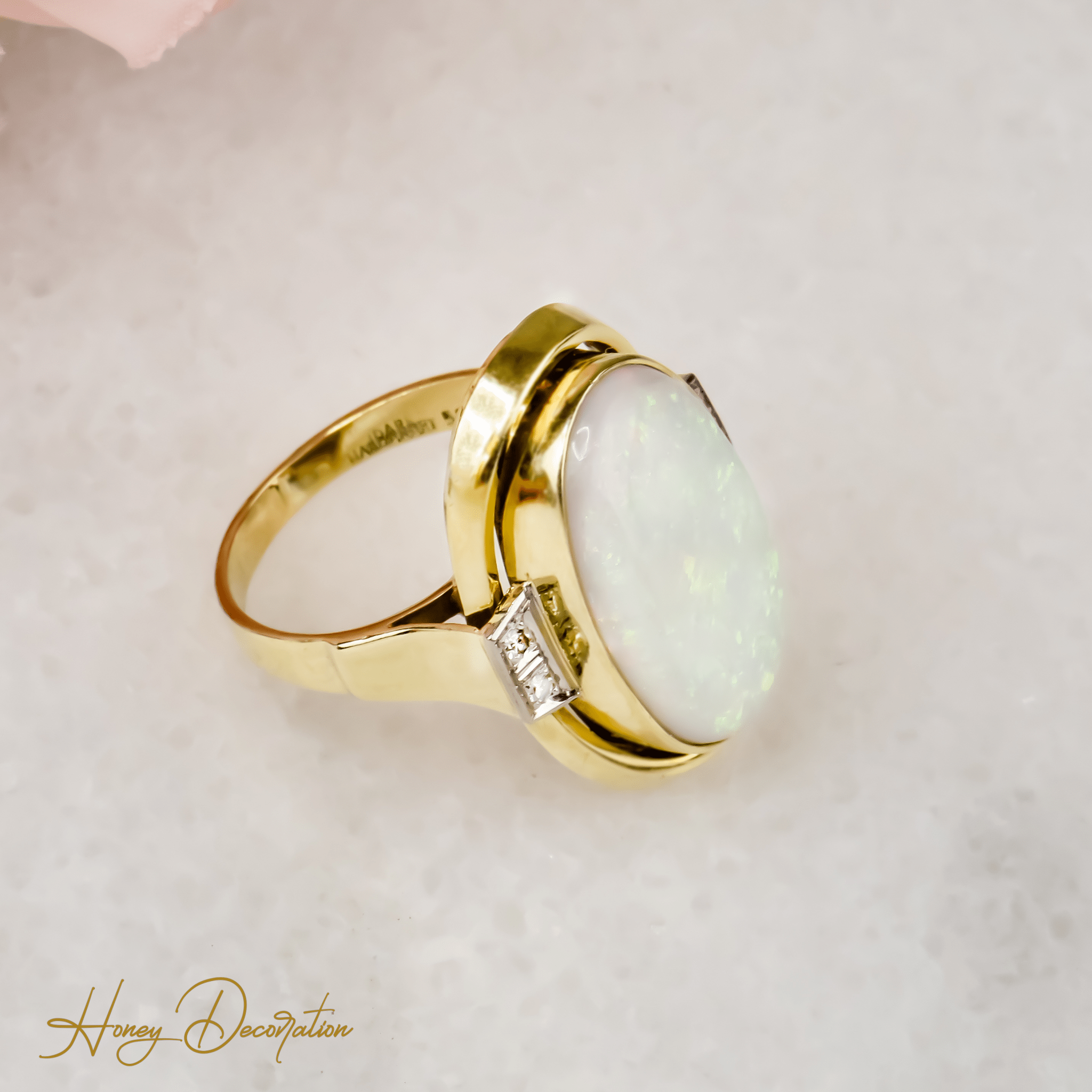 ✨ Prächtiger Vintage - Opalring aus den 1940ern – ein Cocktailring wie aus einem Filmklassiker - Honey Jewelry