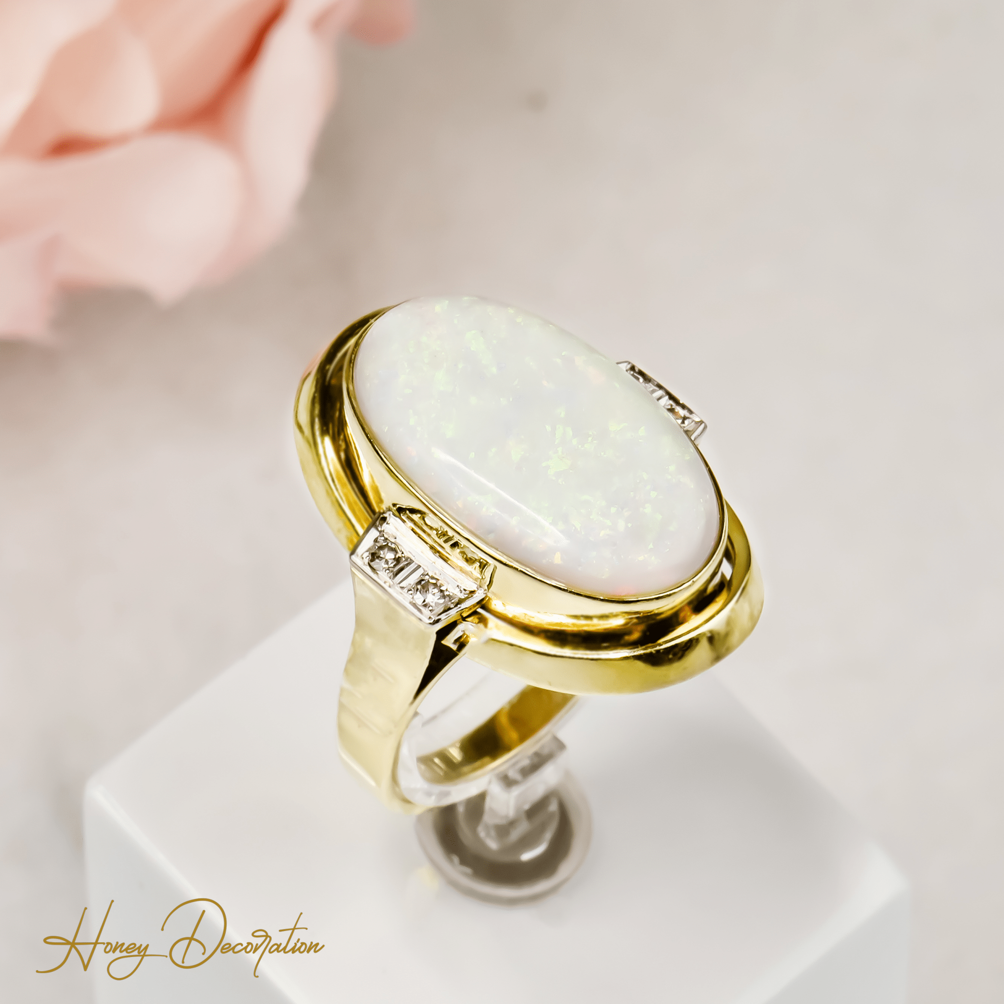 ✨ Prächtiger Vintage - Opalring aus den 1940ern – ein Cocktailring wie aus einem Filmklassiker - Honey Jewelry