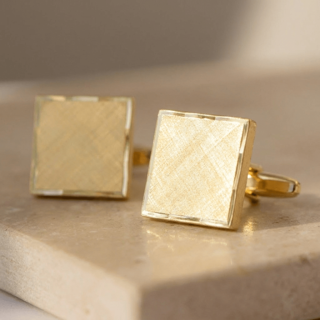 Quadratische Manschettenknöpfe aus 8 Karat Gelbgold - Honey Jewelry