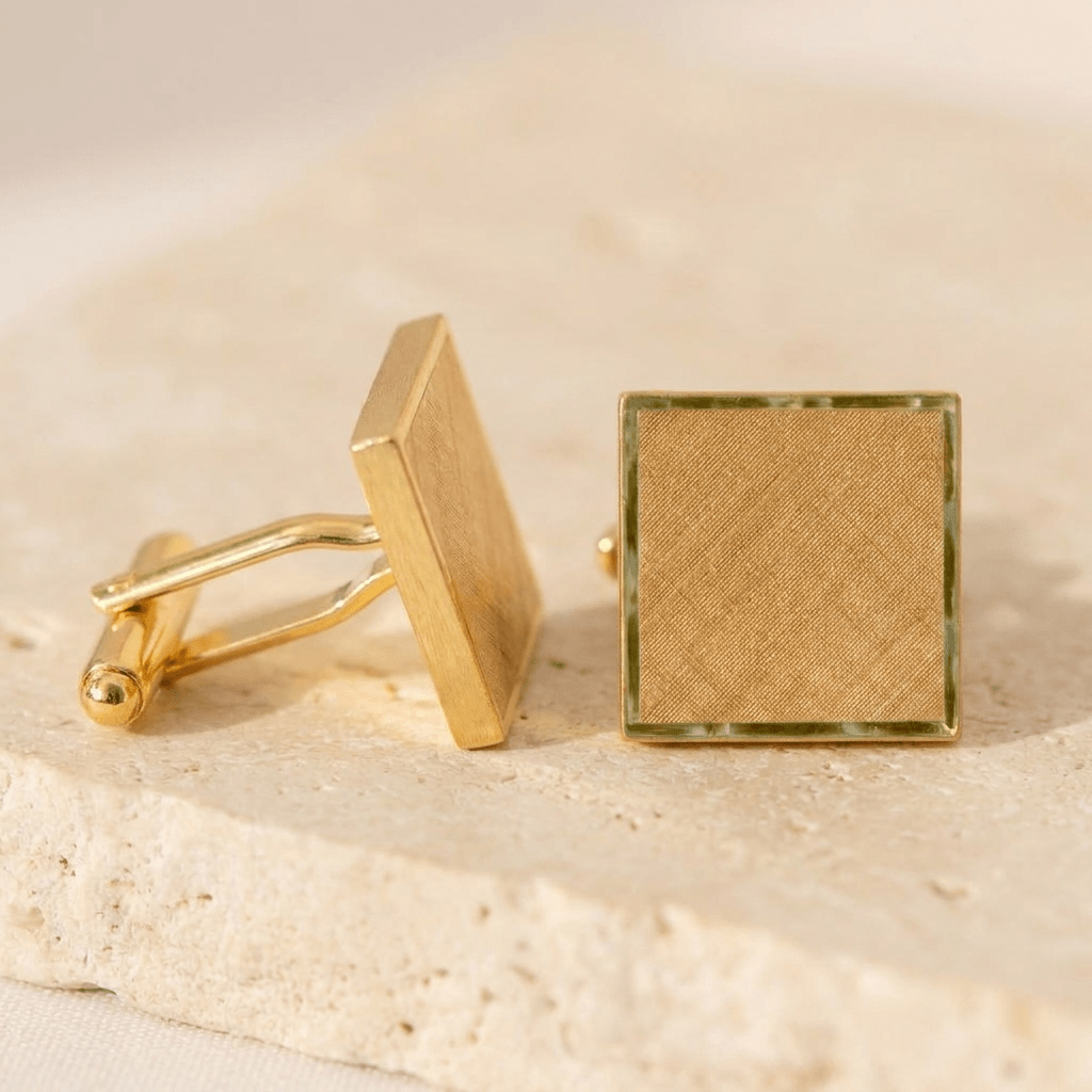 Quadratische Manschettenknöpfe aus 8 Karat Gelbgold - Honey Jewelry