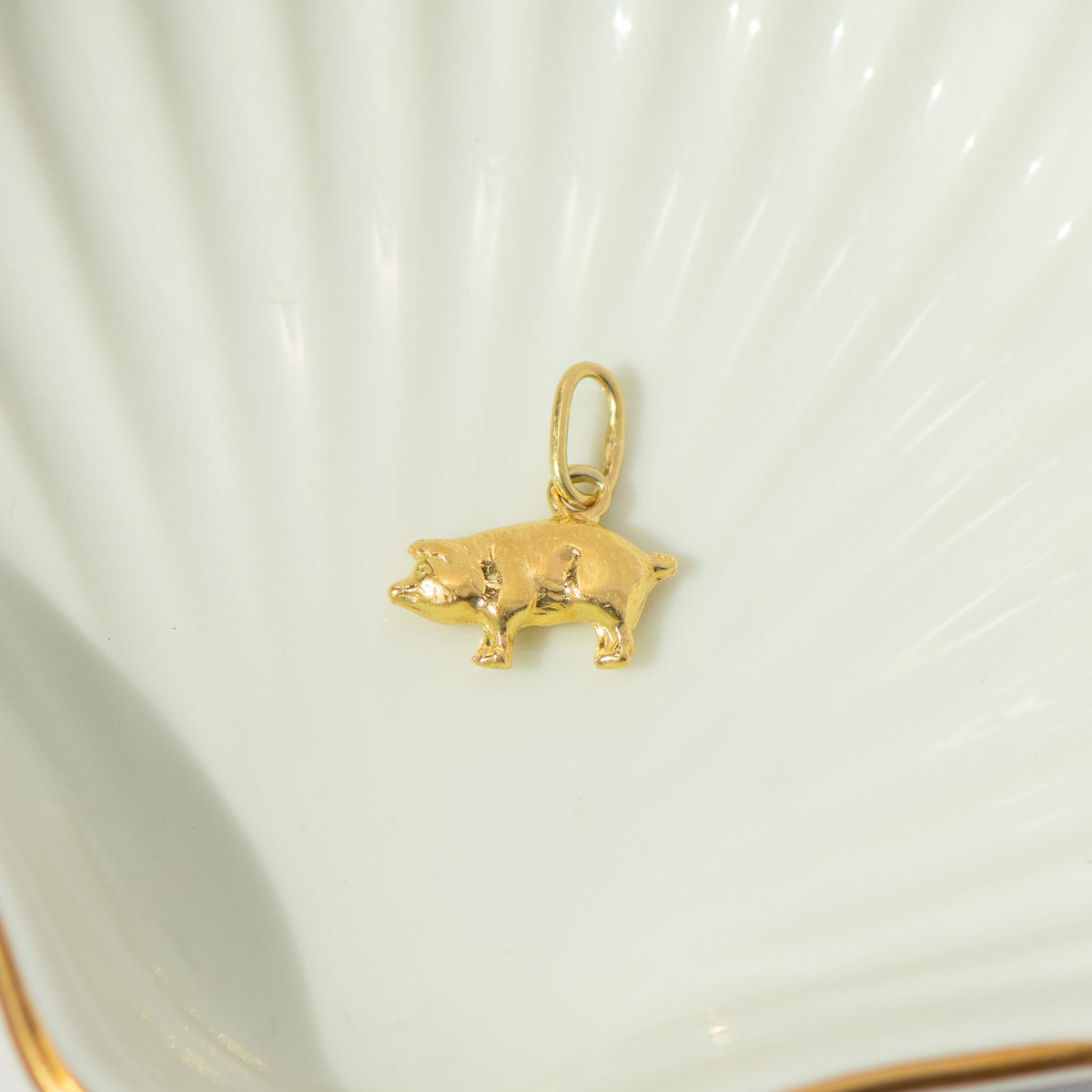 Schwein Anhänger 14K Gelbgold | Glücksbringer - Honey Jewelry
