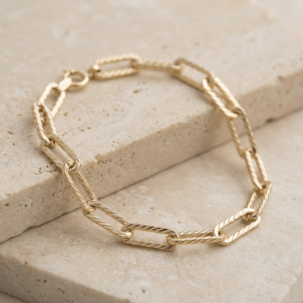 Starkes Statement: Massives 333er Gelbgold-Armband mit großen Gliedern, 19,5 cm Länge - Honey Jewelry