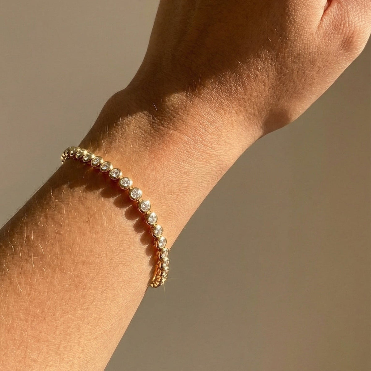 Tennisarmband aus 14 Karat Gelbgold mit Diamanten (0,75 ct) - Honey Jewelry