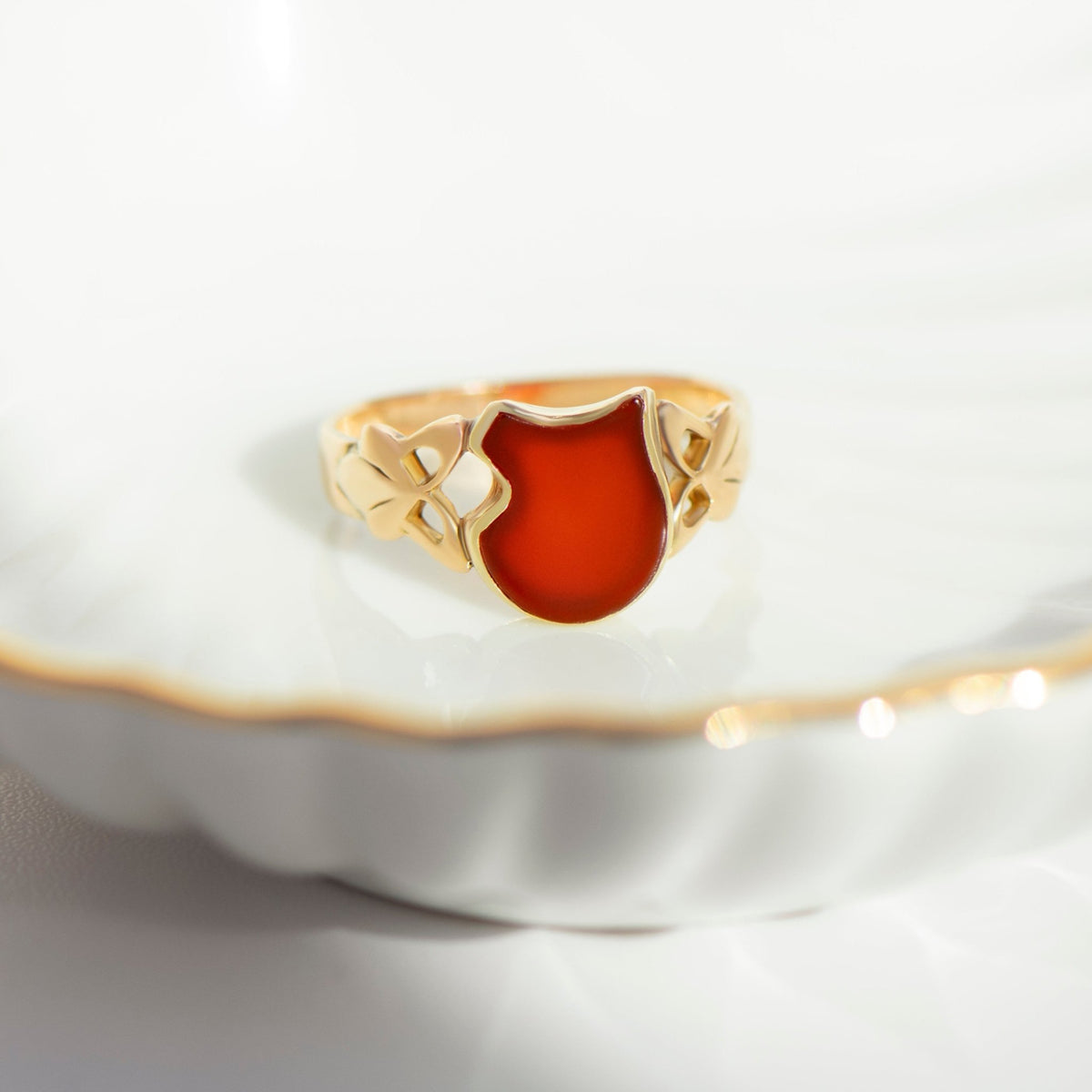 Vintage Carneolring aus Gelbgold - Honey Jewelry