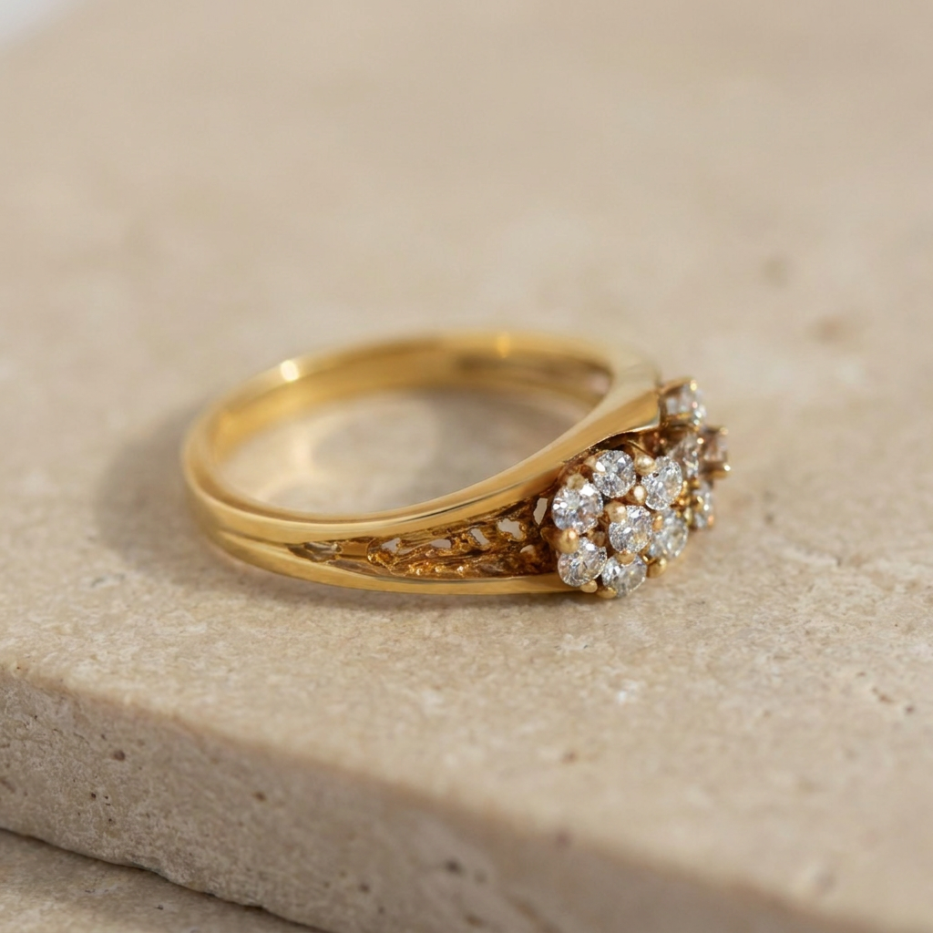 Vintage Diamant-Blütenring aus 585er Gelbgold
