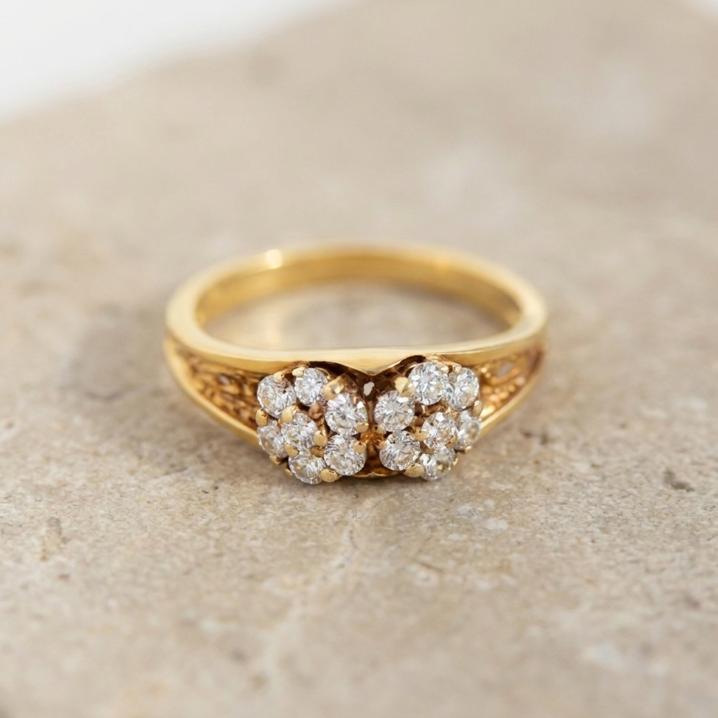 Vintage Diamant-Blütenring aus 585er Gelbgold