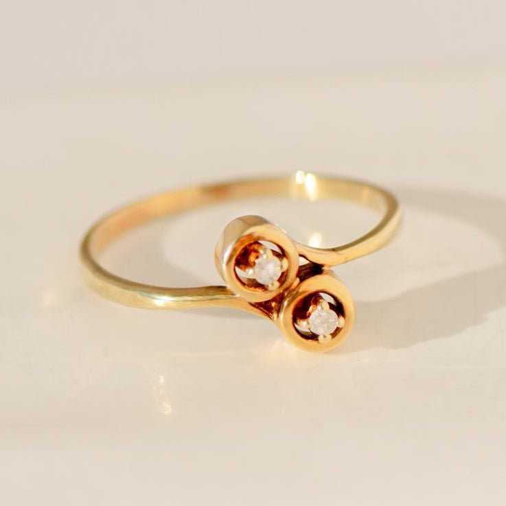 Vintage - Diamantring aus 14 Karat Gelbgold | 20. Jahrhundert - Honey Jewelry