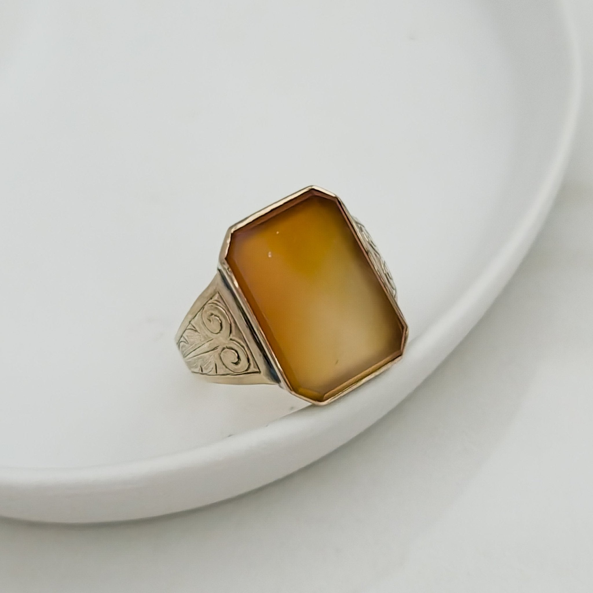 Vintage Herren - Ring aus 8K Gold mit Carneol - Honey Jewelry