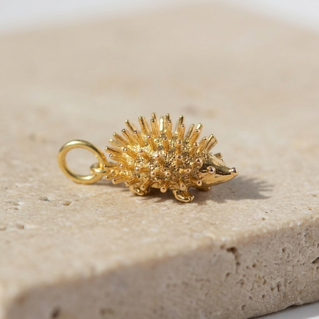 Vintage Igel-Anhänger aus Gelbgold