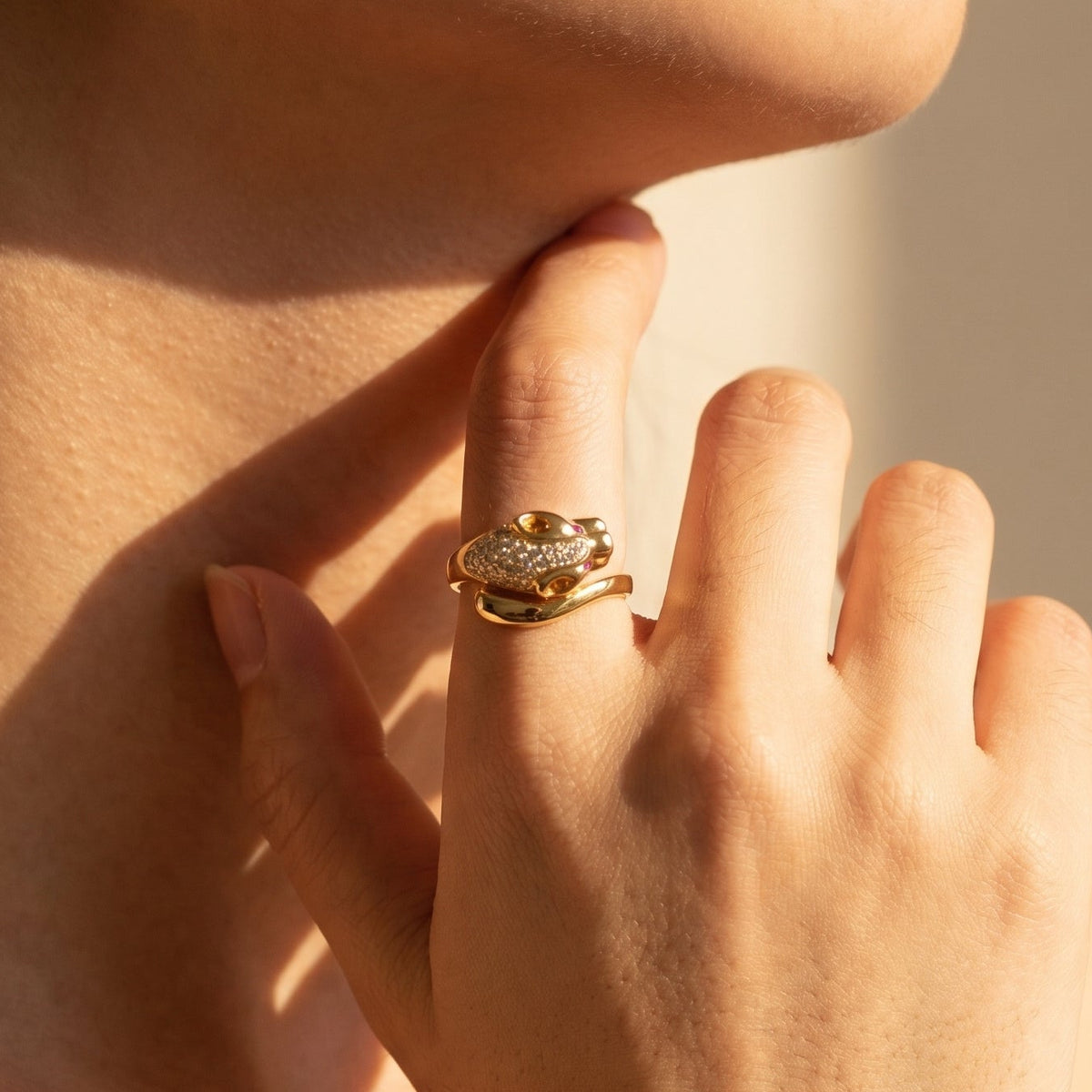 Vintage Leopardenring aus 585er Gelbgold