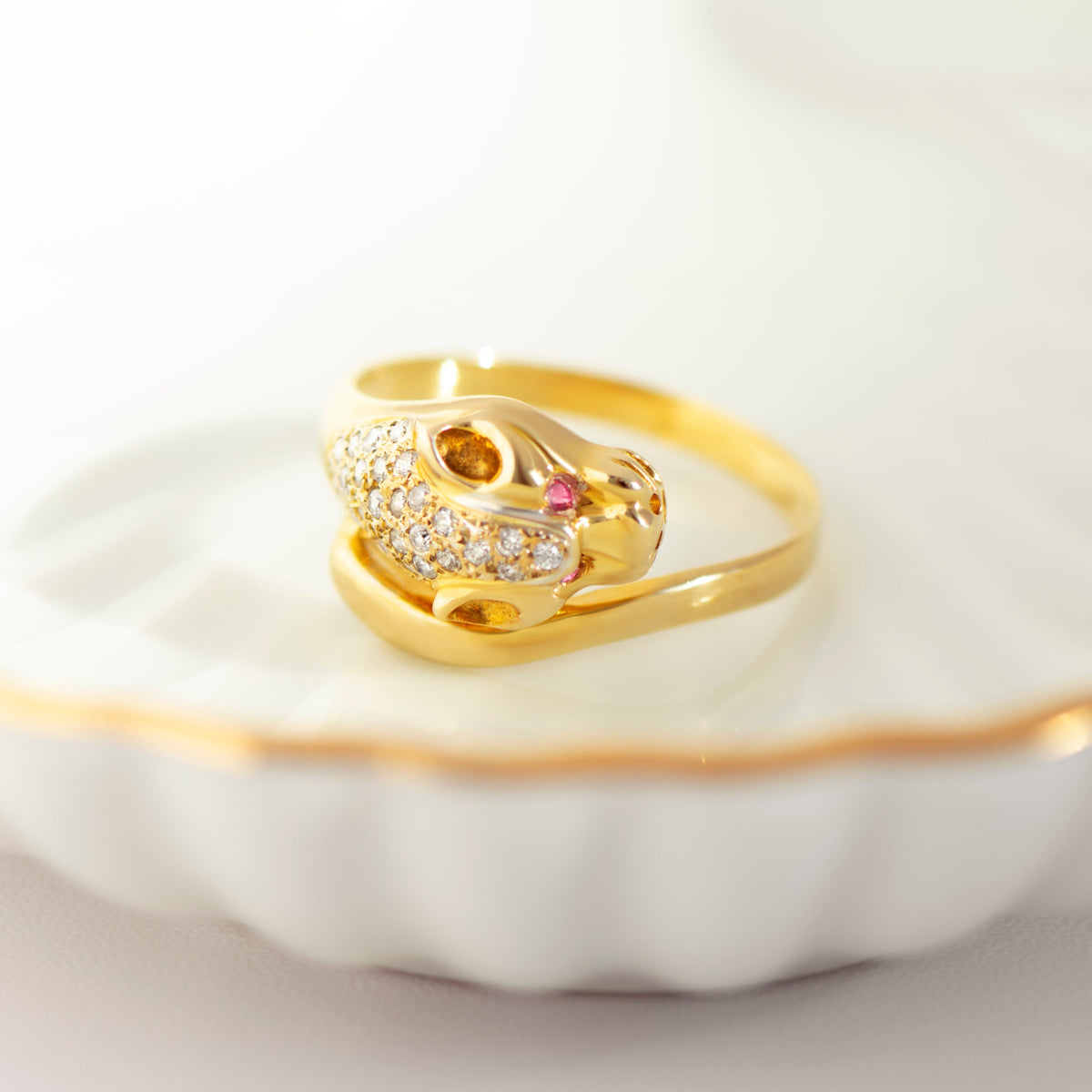 Vintage Leopardenring aus 585er Gelbgold