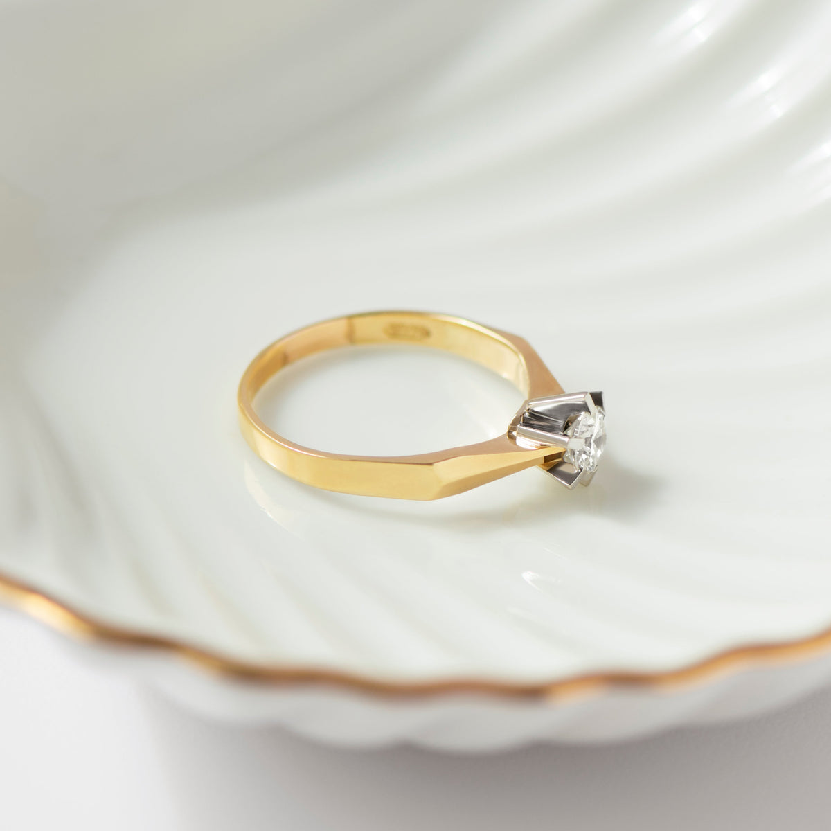 Vintage Mid-Century Solitärring 14K Gold Diamant 0,50 ct