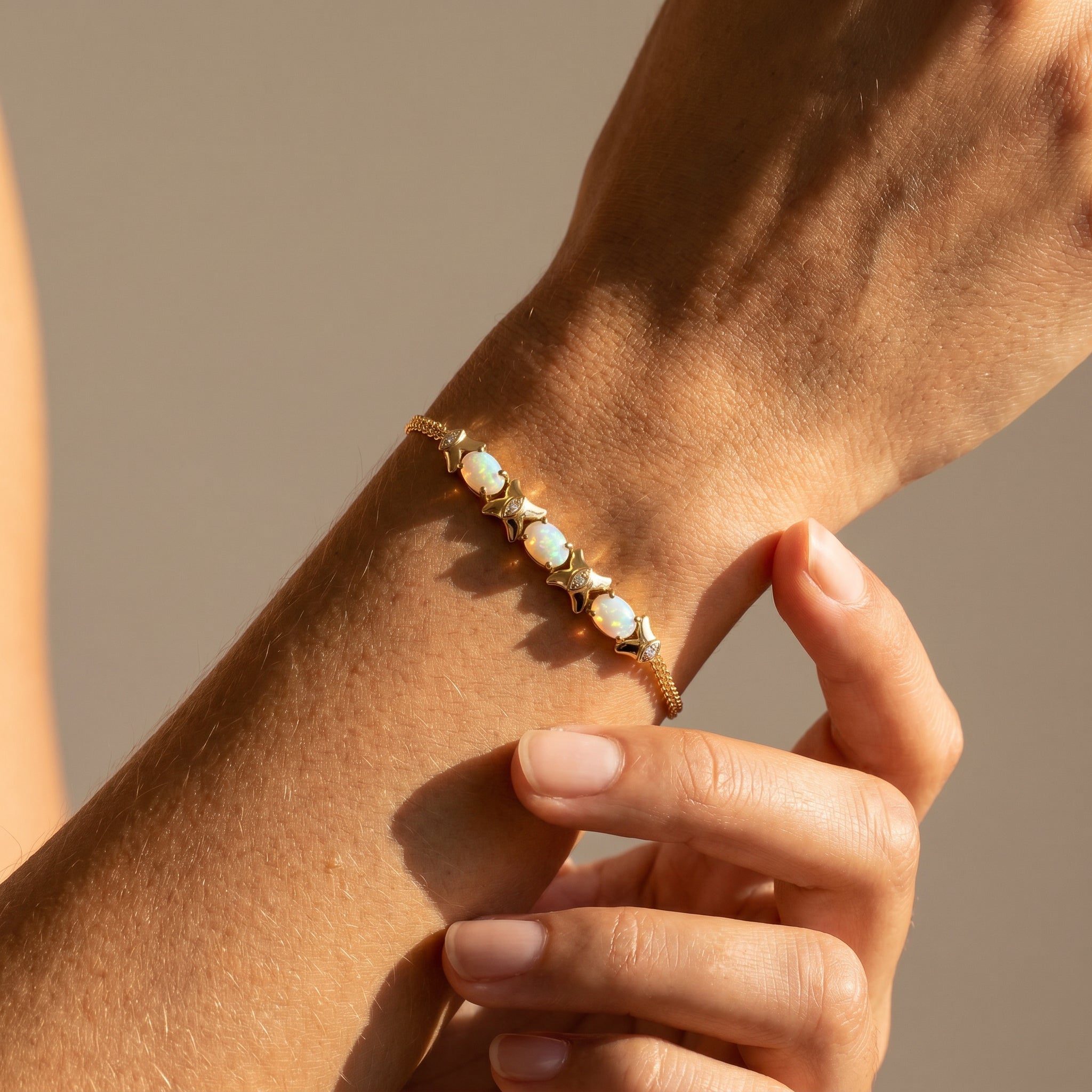 Vintage Opal Diamant Armband – 585er Gelbgold – Opale & Brillanten - Honey Jewelry