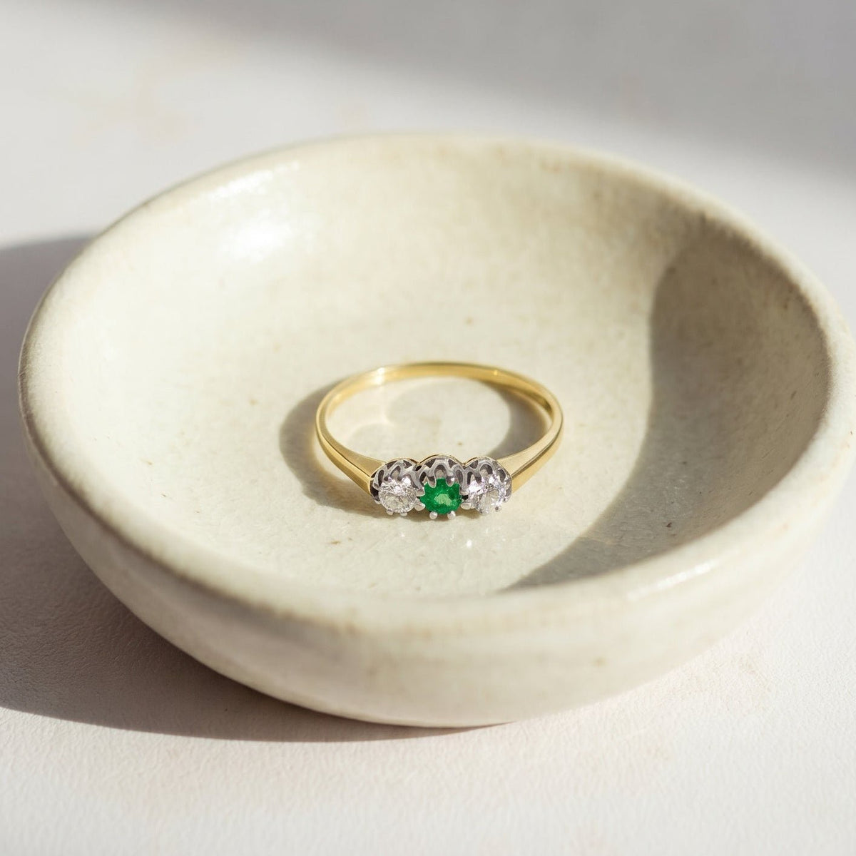 Vintage Smaragd Diamantring aus 585 Gelbgold - Honey Jewelry
