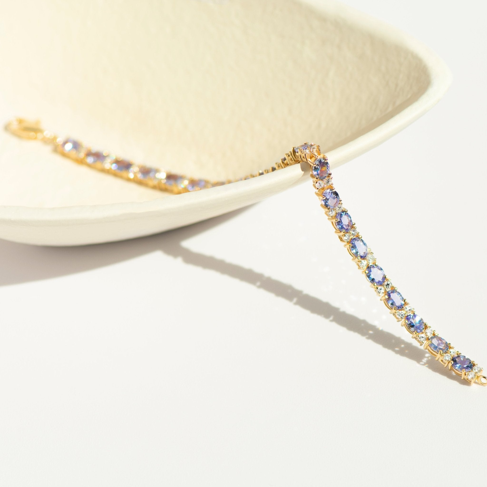 Vintage Tansanit Diamant Armband – 750er Gelbgold – 8,8 ct Tansanite - Honey Jewelry