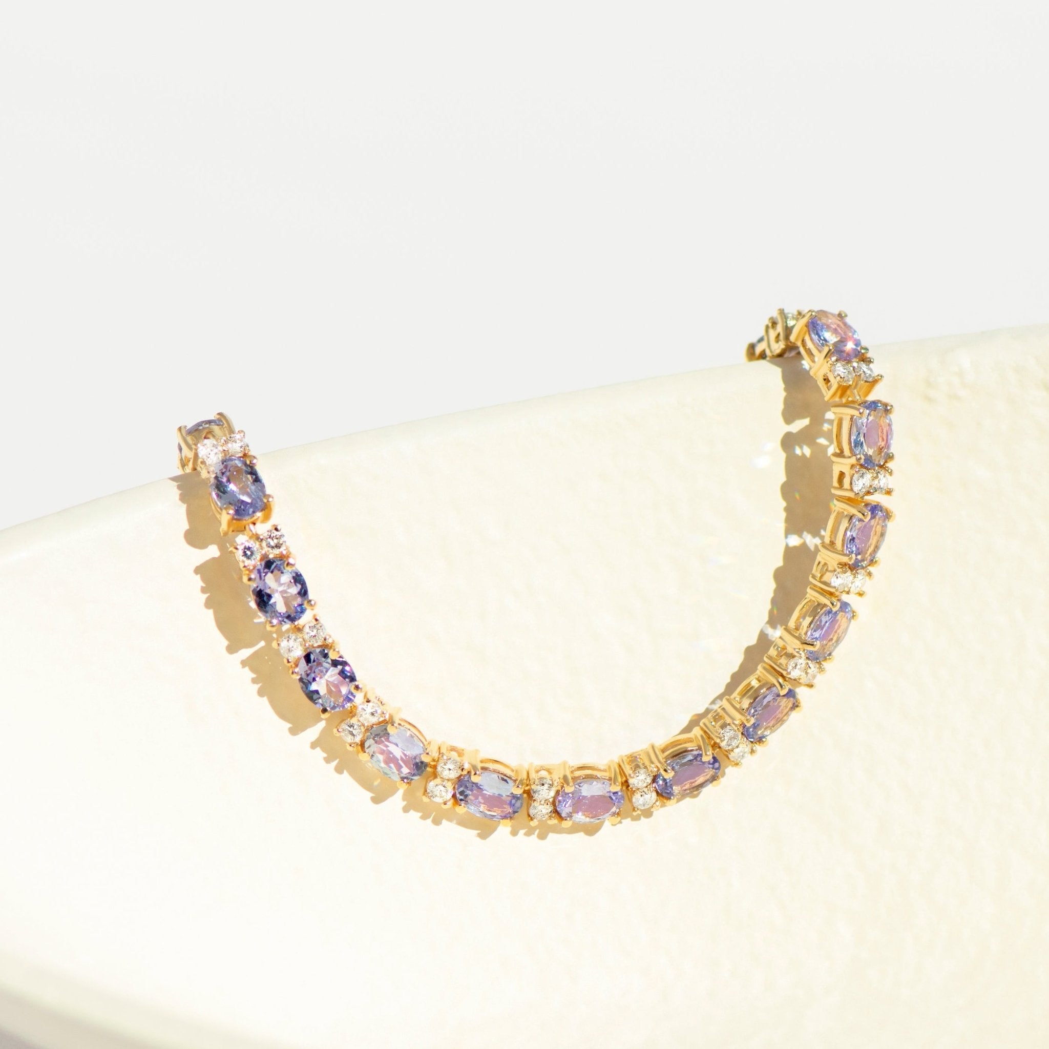 Vintage Tansanit Diamant Armband – 750er Gelbgold – 8,8 ct Tansanite - Honey Jewelry