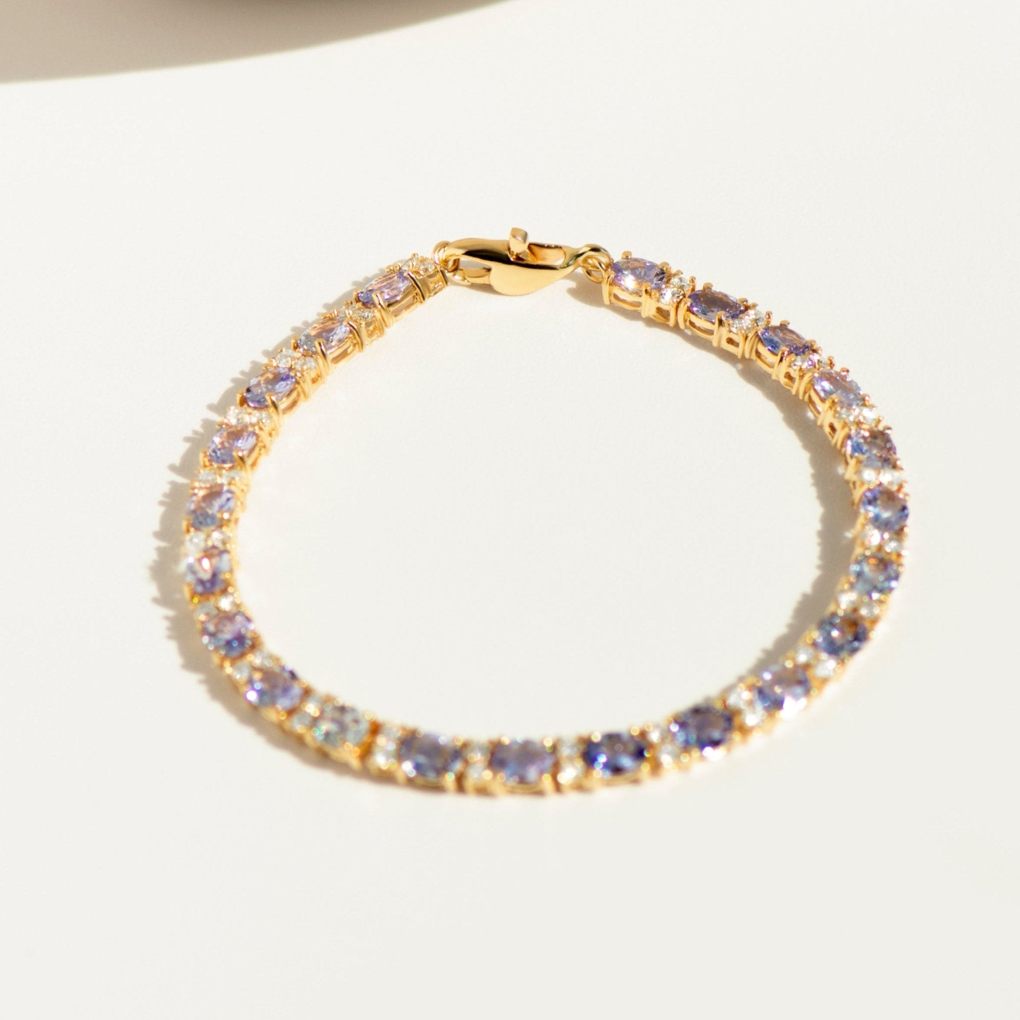 Vintage Tansanit Diamant Armband – 750er Gelbgold – 8,8 ct Tansanite - Honey Jewelry