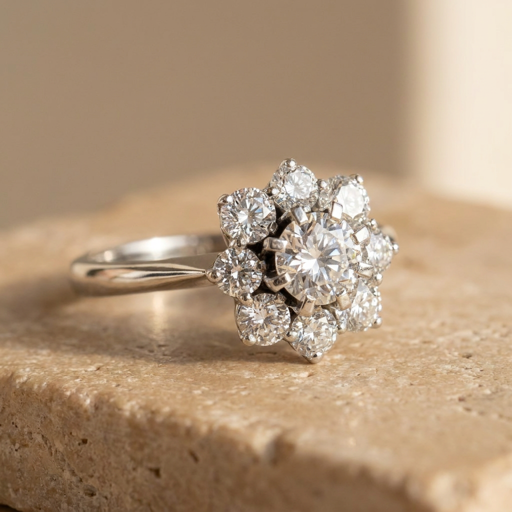 Beautiful brilliant ring made of 750 white gold