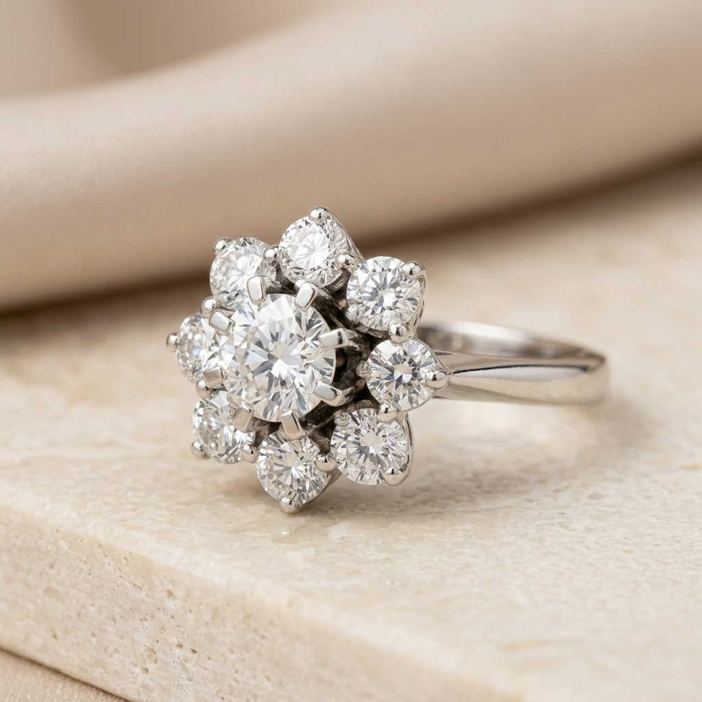Beautiful brilliant ring made of 750 white gold