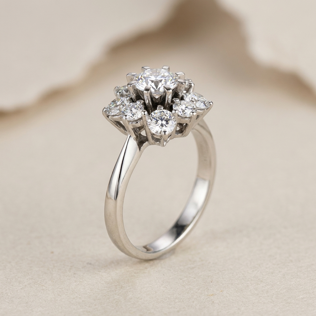 Beautiful brilliant ring made of 750 white gold