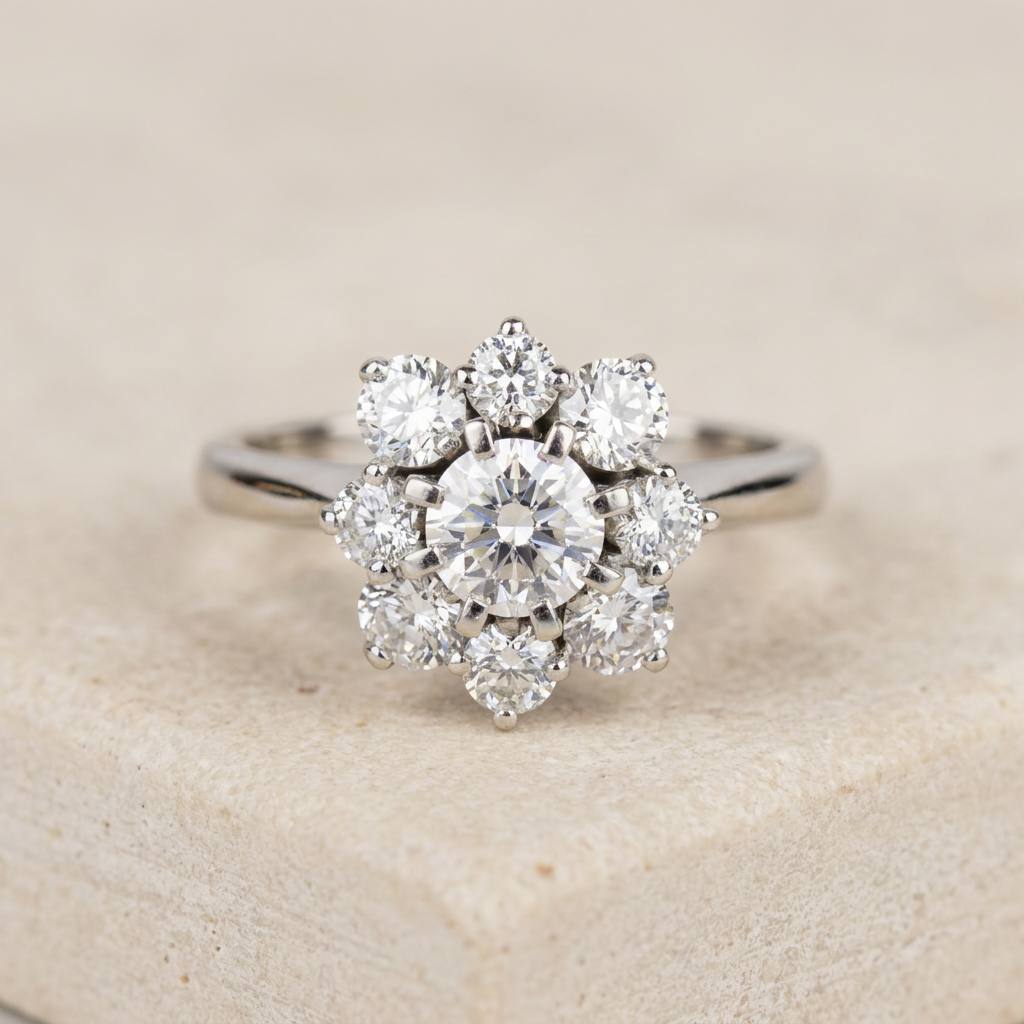 Beautiful brilliant ring made of 750 white gold