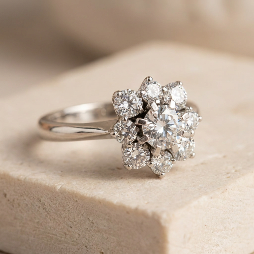Beautiful brilliant ring made of 750 white gold