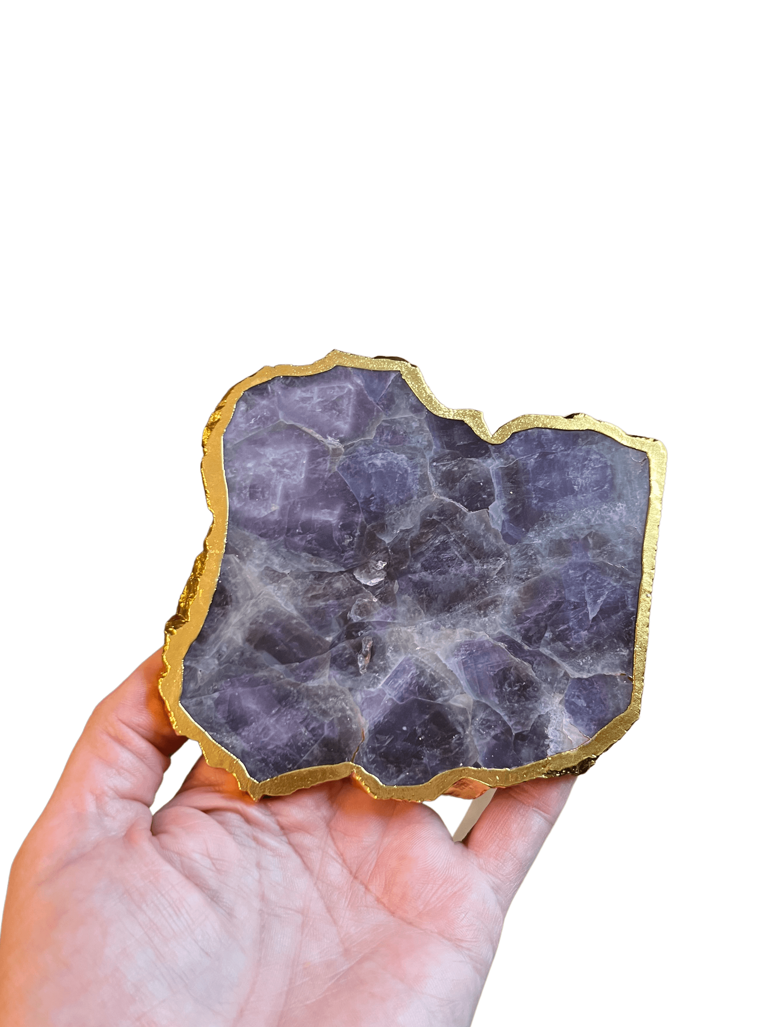 Amethyst-Untersetzer mit goldenem Rand - Honey Decoration