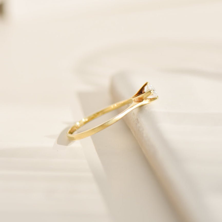 Brillantring aus 14K Gelbgold mit Diamant - Solitär - Honey Jewelry