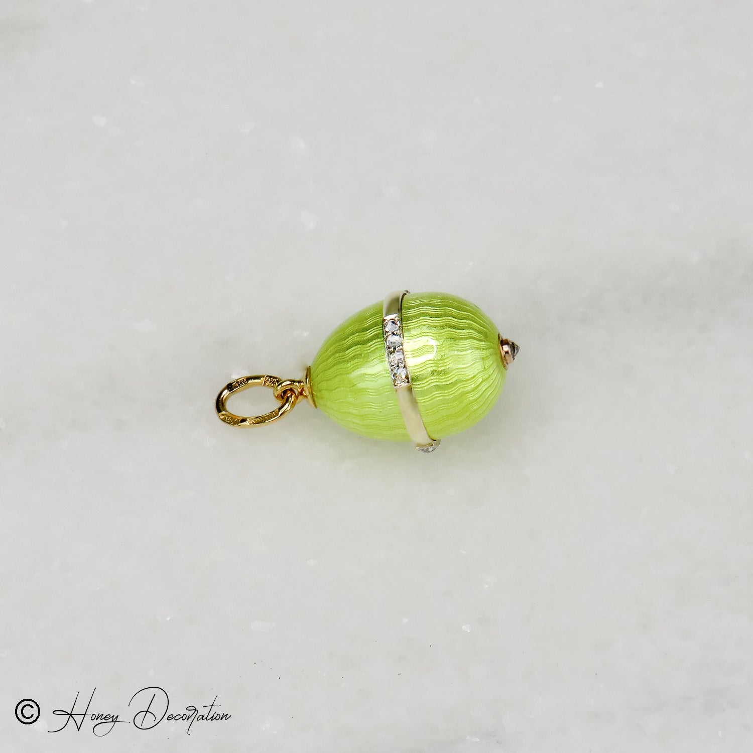 Emaillierter Vintage - Ei Anhänger aus 14K Gold - Honey Jewelry