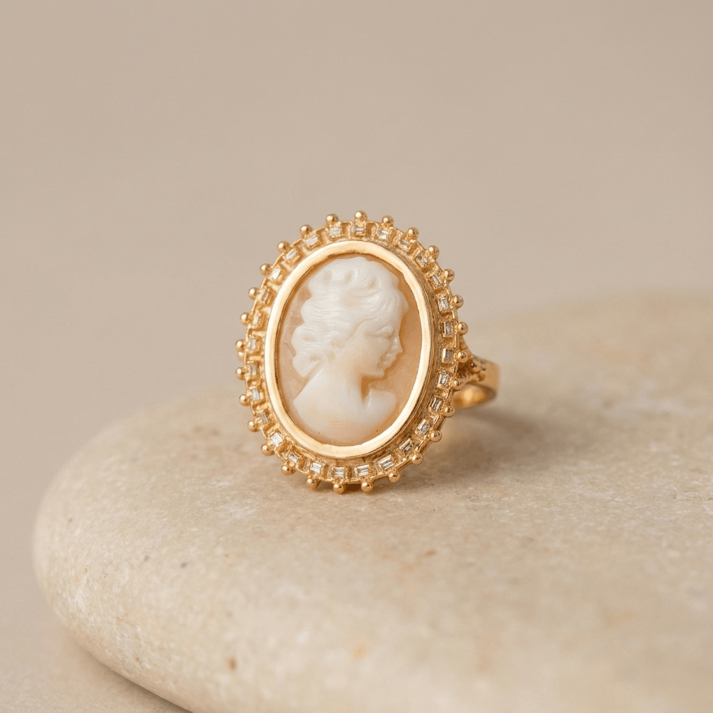 Gemmenring – 14K Gold Achat Neo-Klassizismus - Honey Jewelry