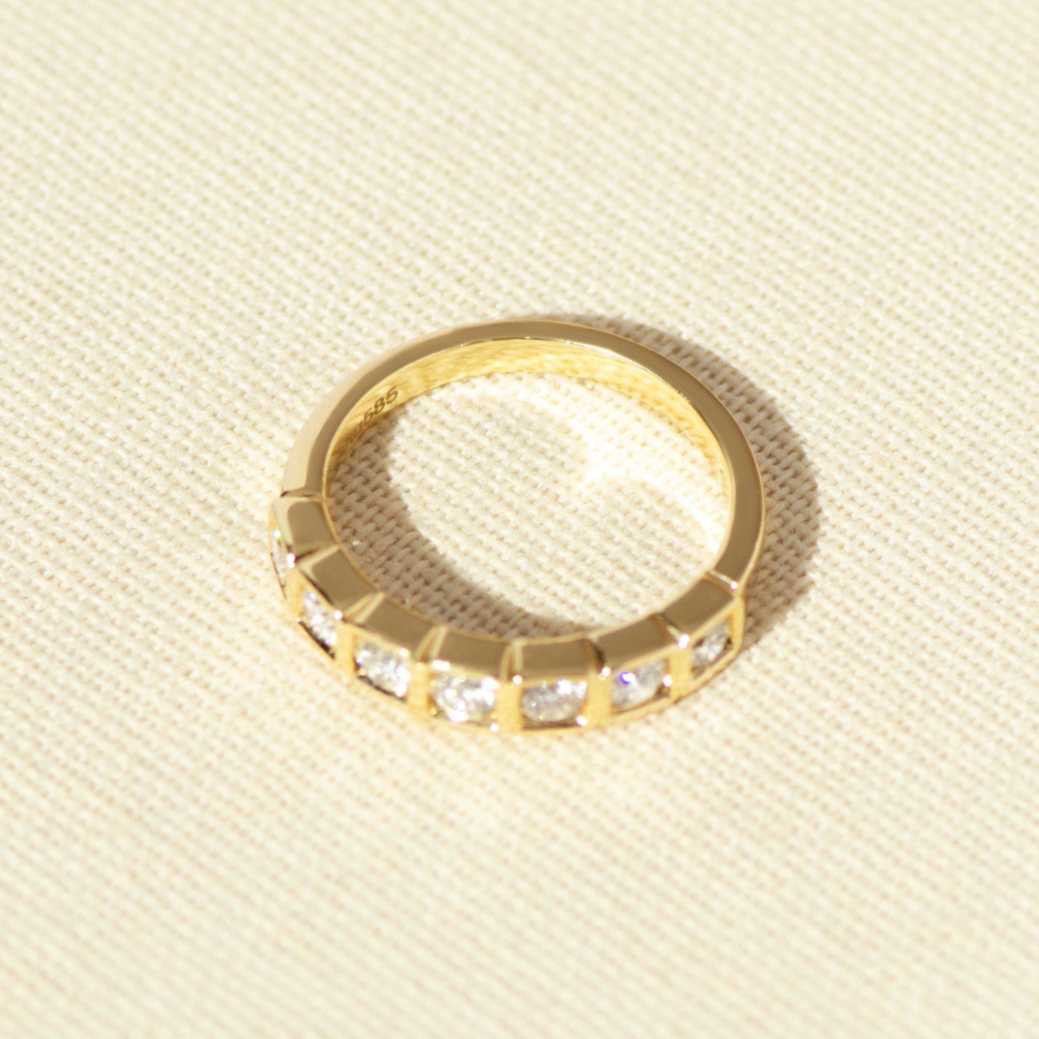 Halbmemory-Ring – 7 Diamanten – 585er Gelbgold - Honey Jewelry