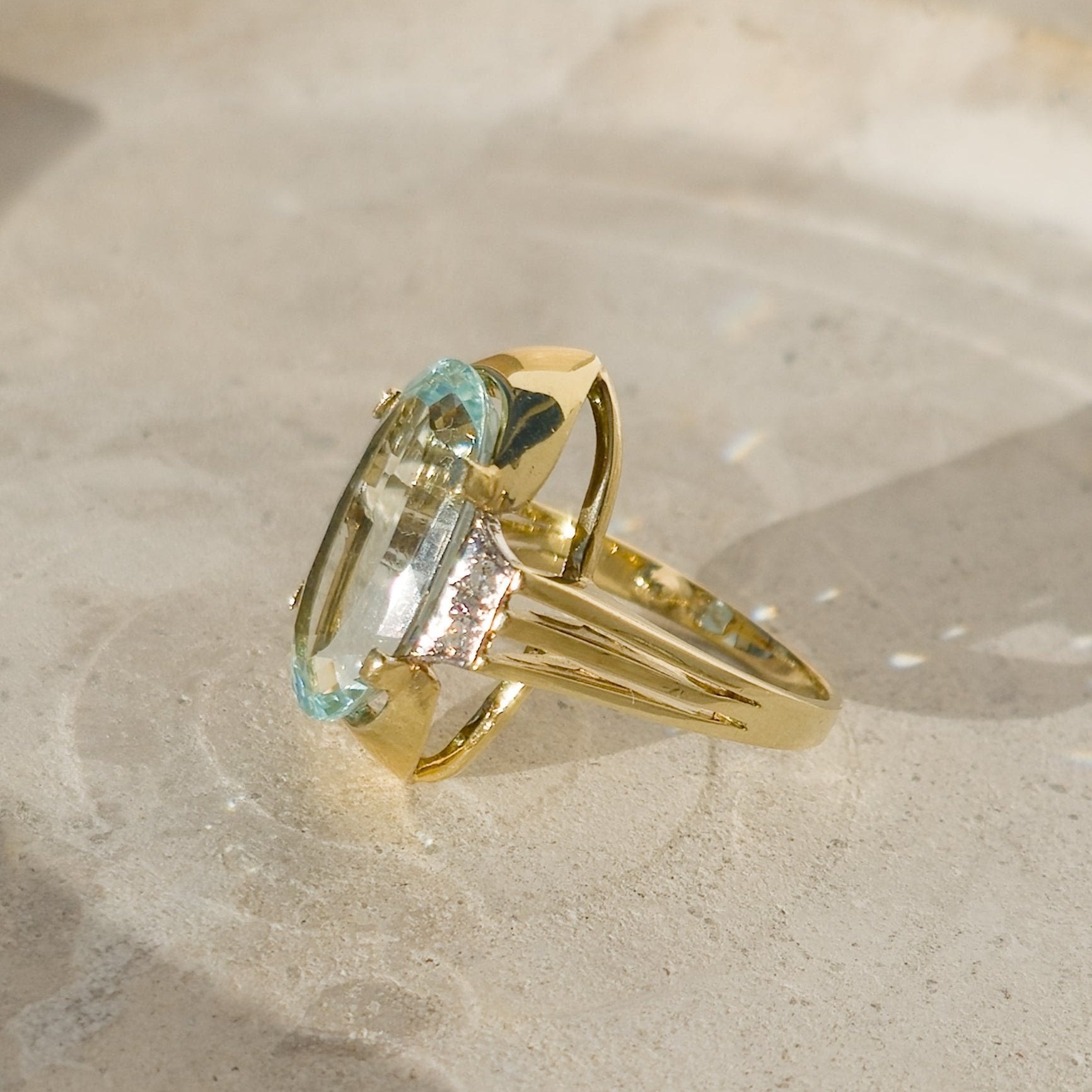 Ring Art Deko mit Aquamarin - Honey Jewelry