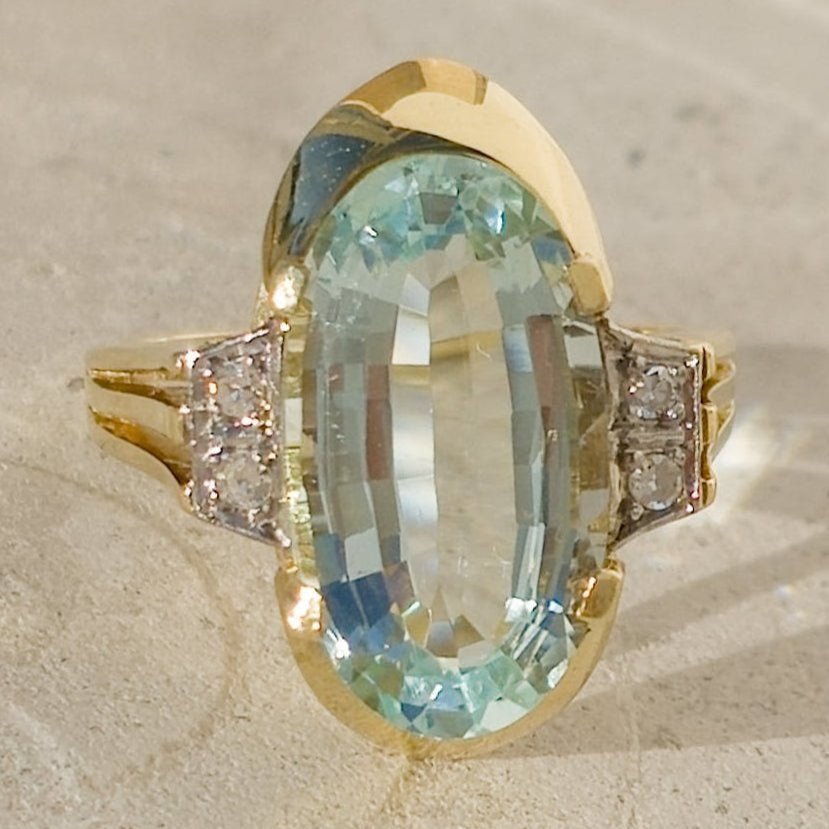 Ring Art Deko mit Aquamarin - Honey Jewelry
