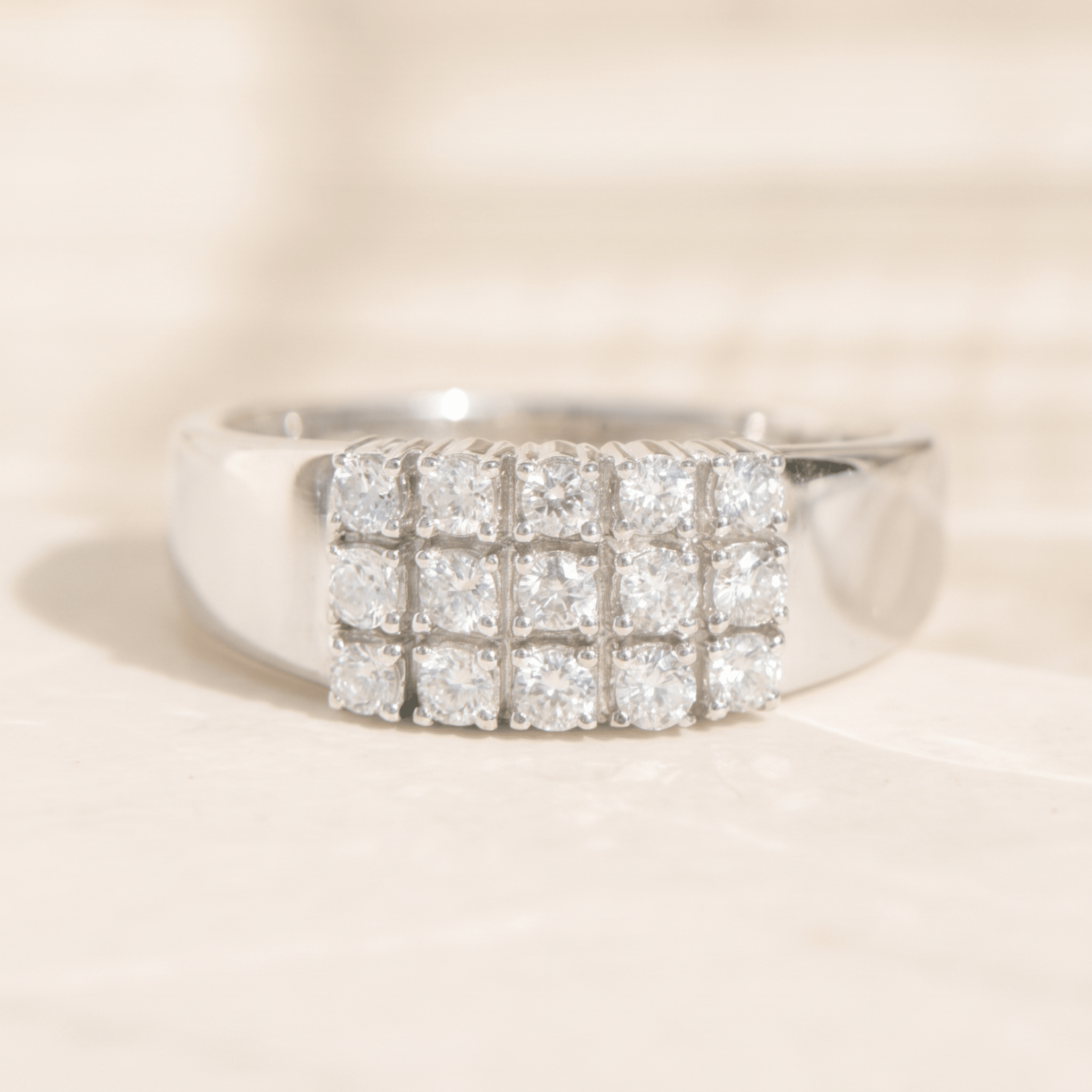 Ring aus 14K Weißgold mit 15 Brillanten – klare Linien, starkes Funkeln - Honey Jewelry